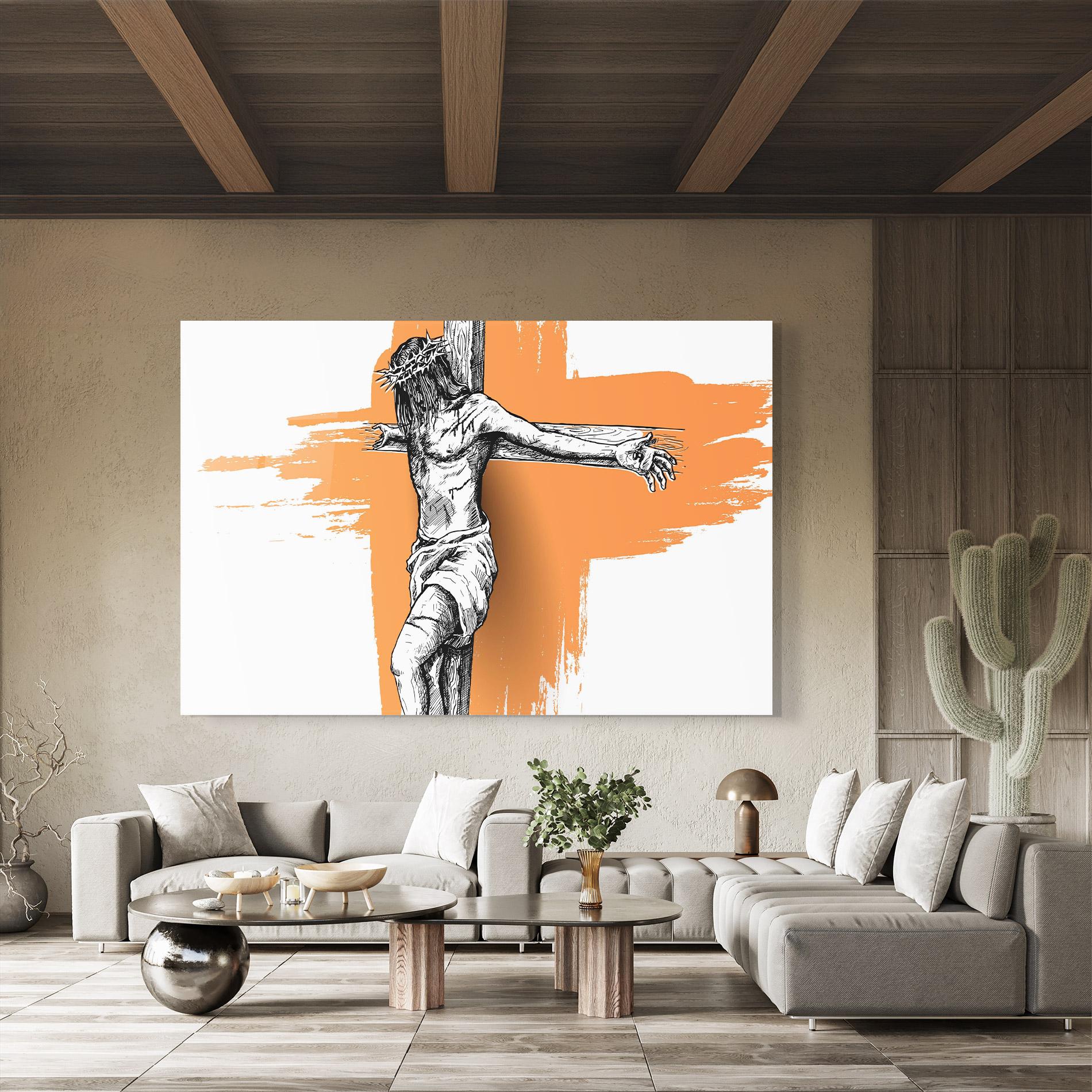 Obraz na Szkle Orange Art Jesus mockup 8