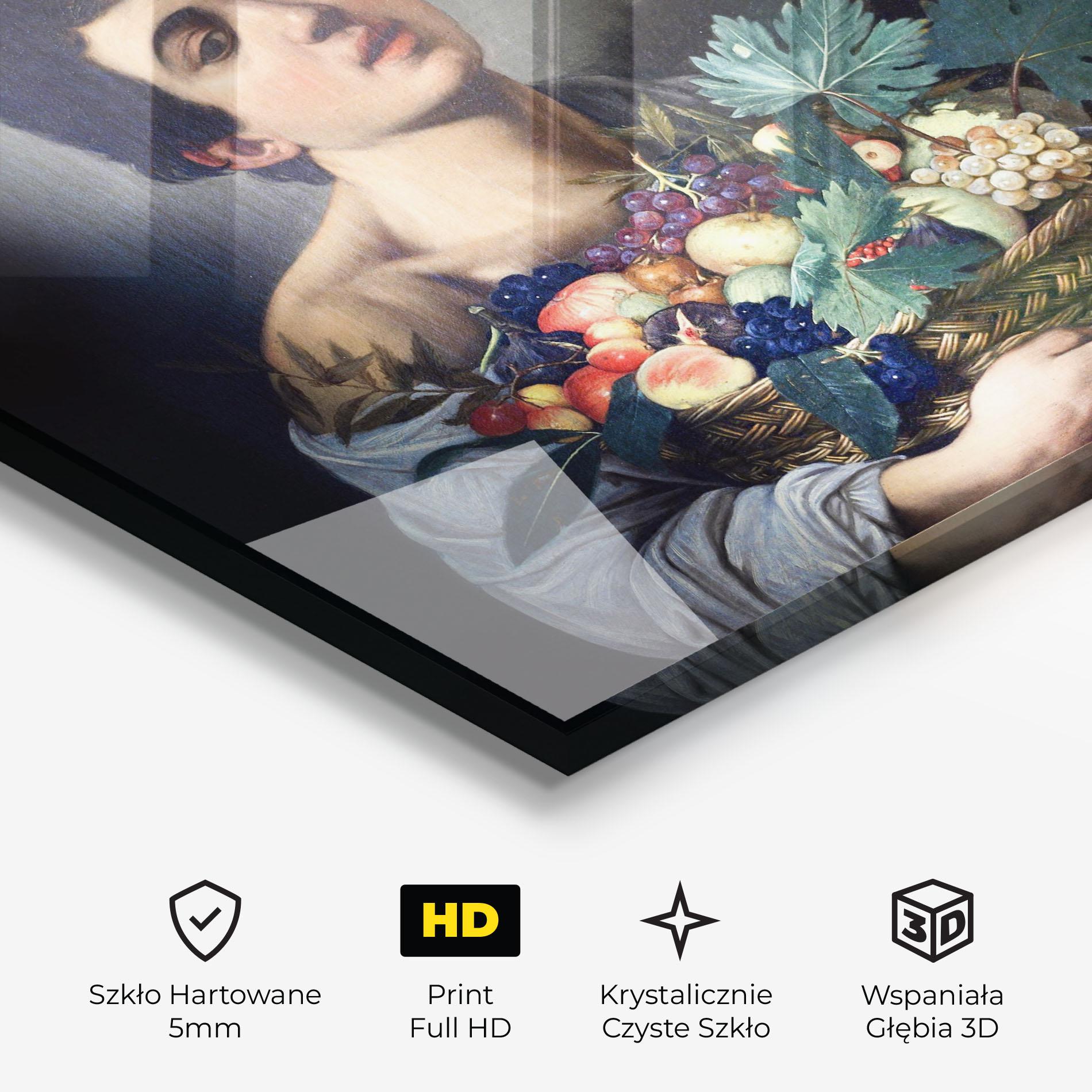 Obraz na Szkle Boy With A Basket Of Fruit mockup 3