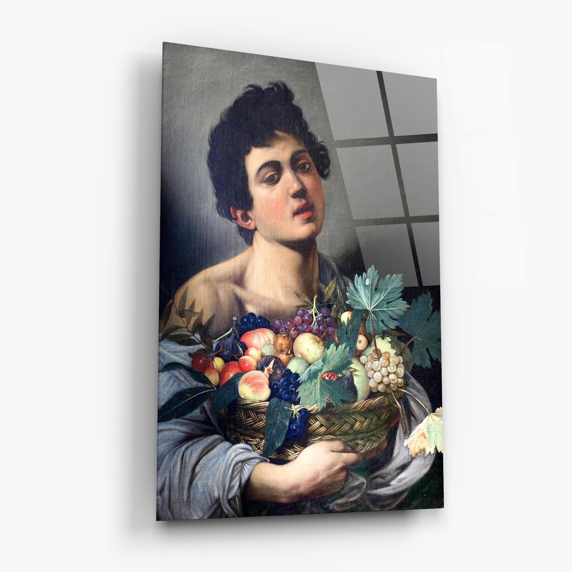 Obraz na Szkle Boy With A Basket Of Fruit mockup 6