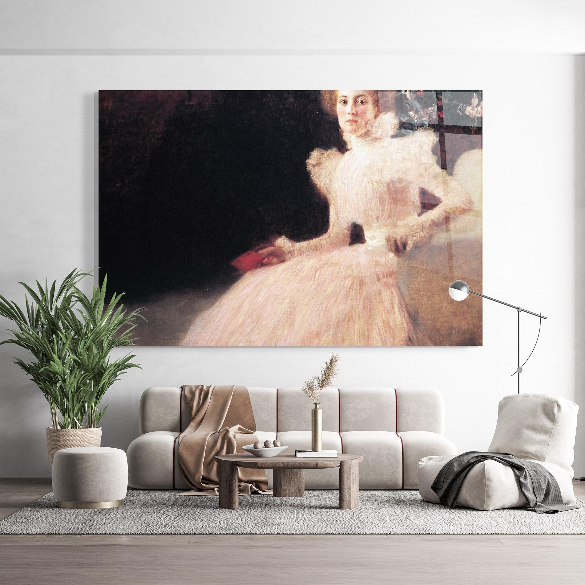 Obraz na Szkle Gustav Klimt Pink Dress mockup 9