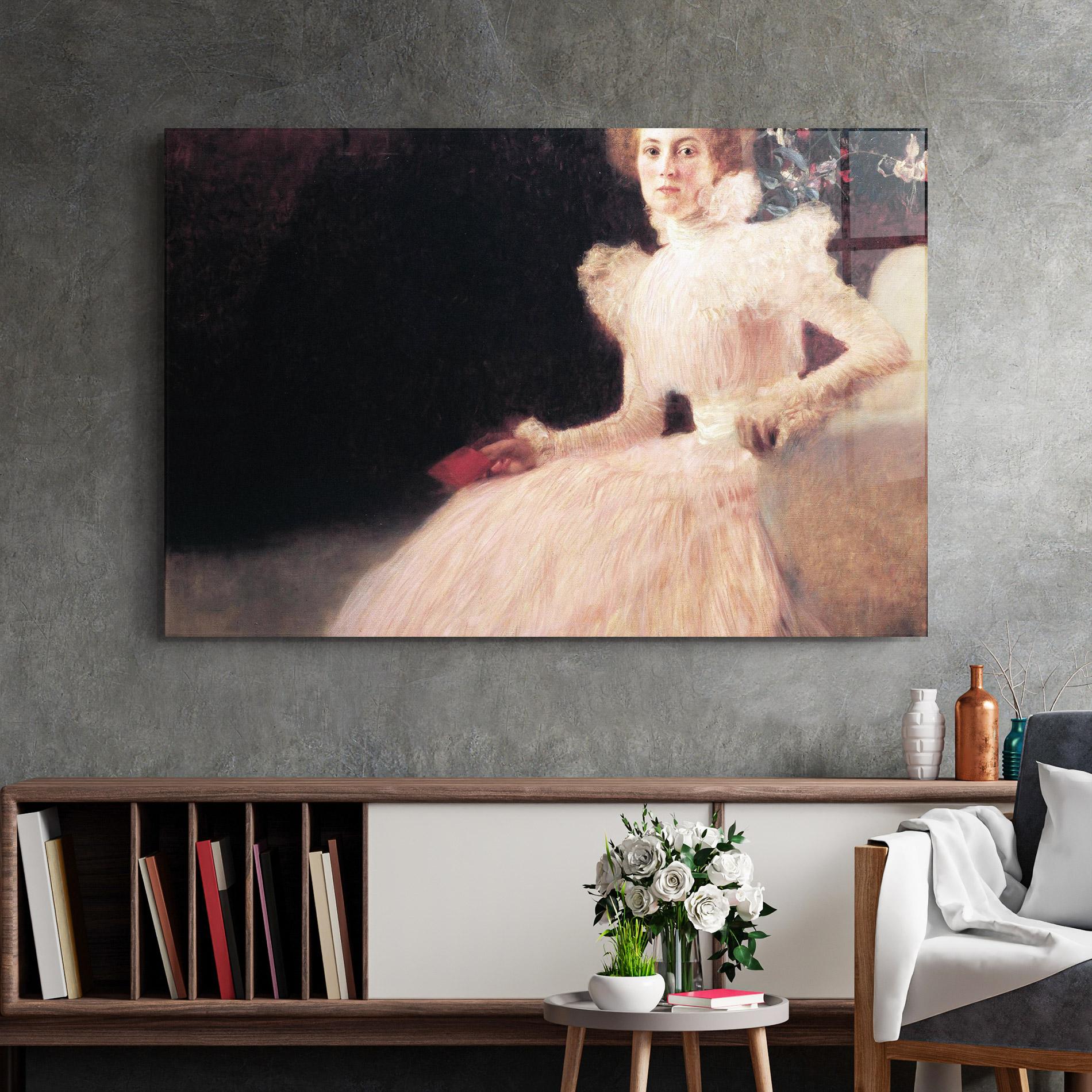 Obraz na Szkle Gustav Klimt Pink Dress mockup 2