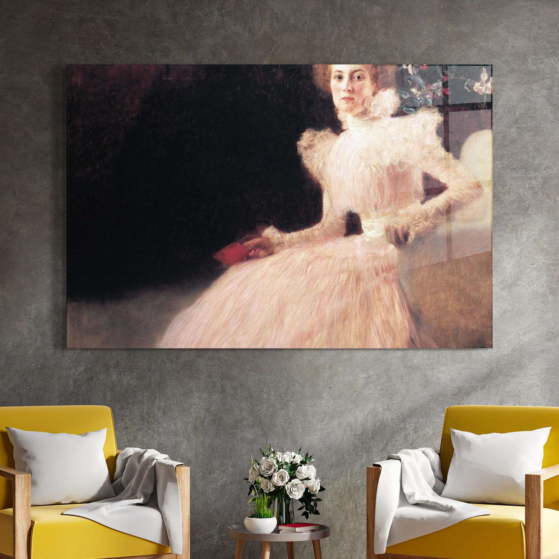 Obraz na Szkle Gustav Klimt Pink Dress mockup 4
