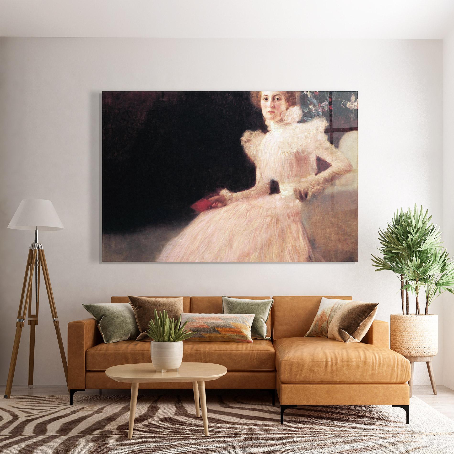 Obraz na Szkle Gustav Klimt Pink Dress mockup 7