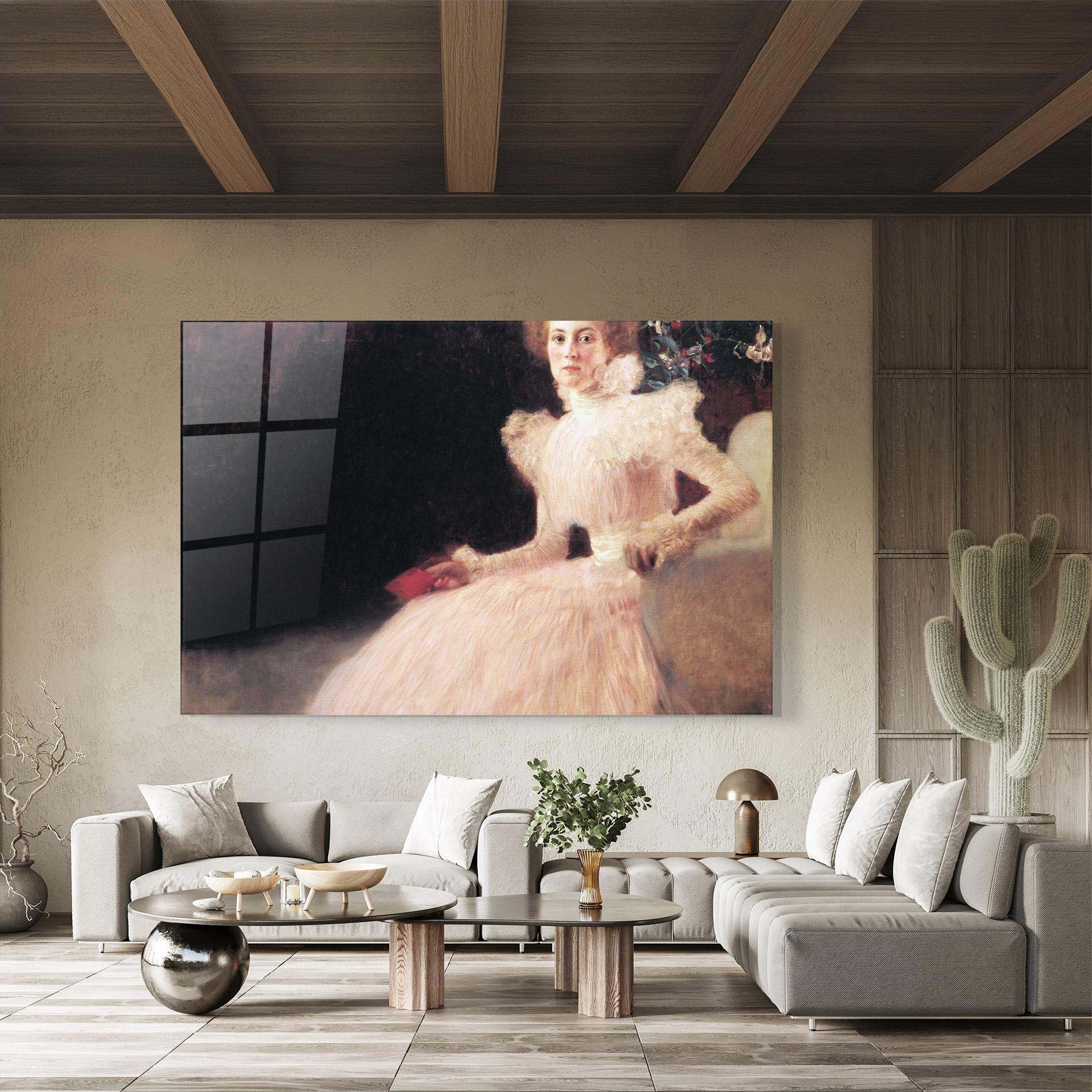 Obraz na Szkle Gustav Klimt Pink Dress mockup 8