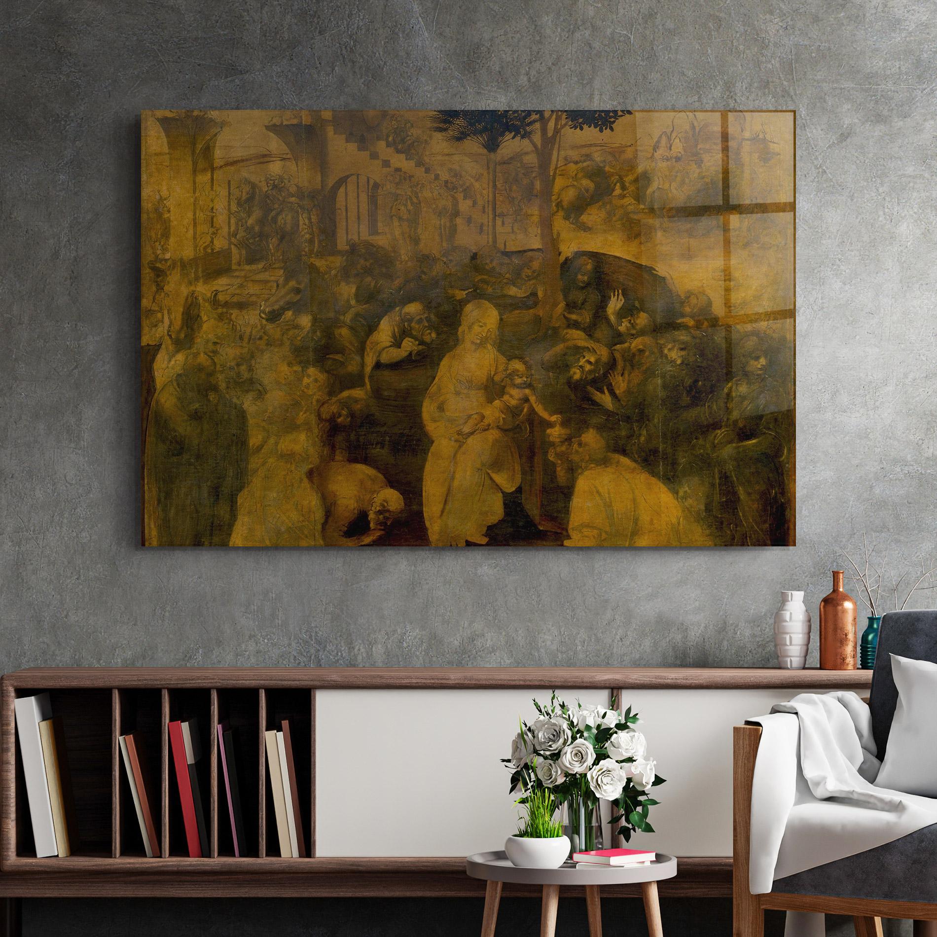 Obraz na Szkle Leonardo Da Vinci Adorazione Dei Magi mockup 2