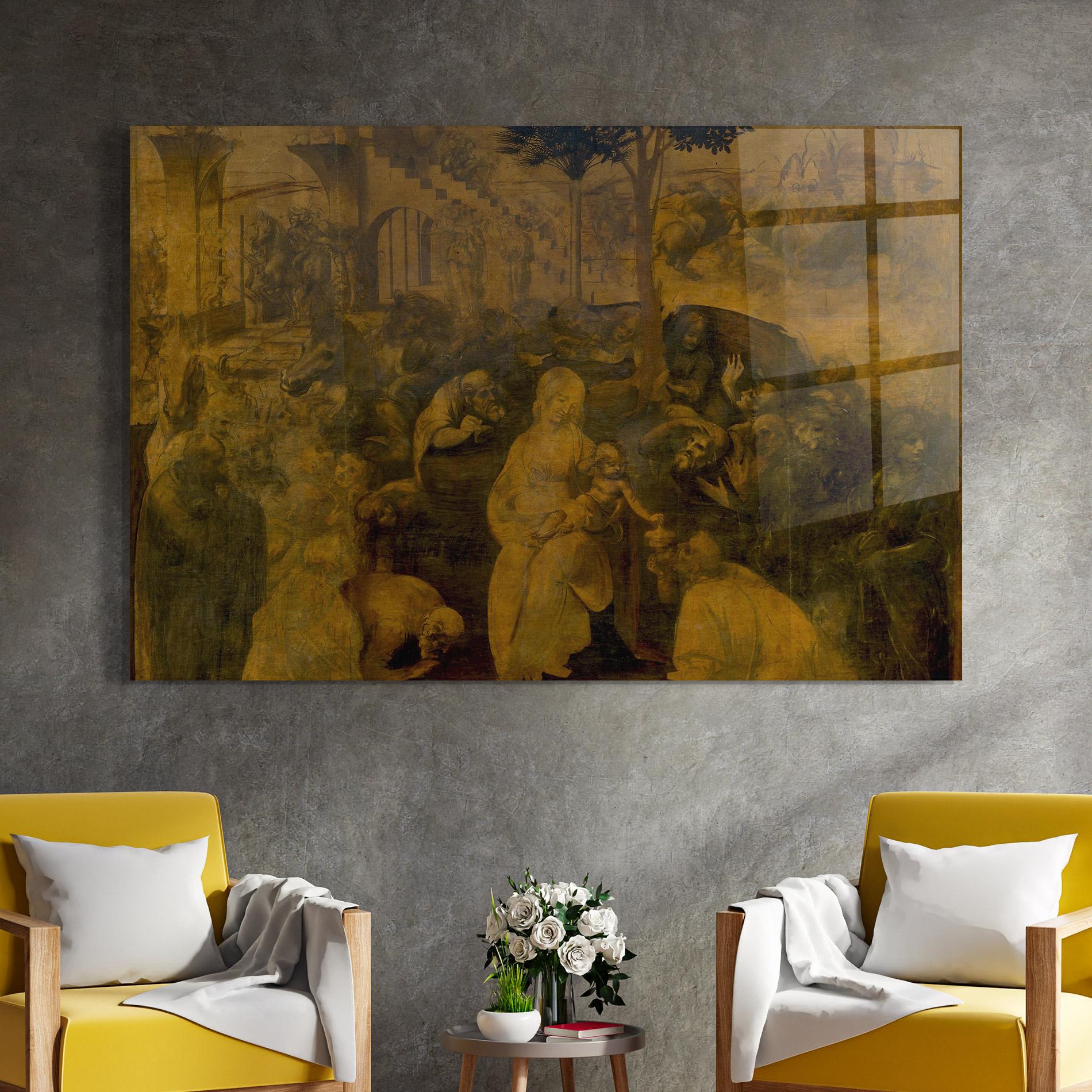Obraz na Szkle Leonardo Da Vinci Adorazione Dei Magi mockup 4