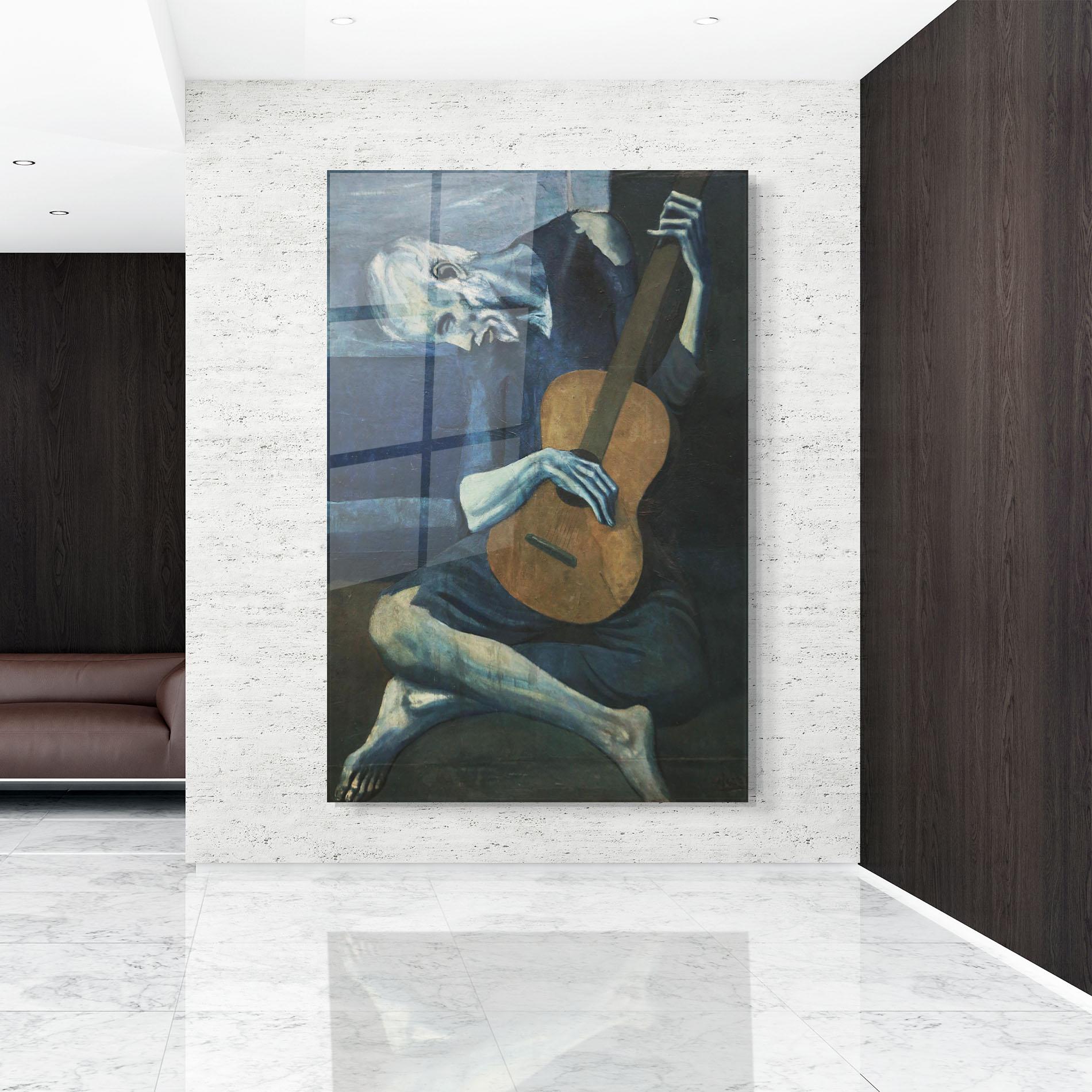 Obraz na Szkle Old Guitarist mockup 9