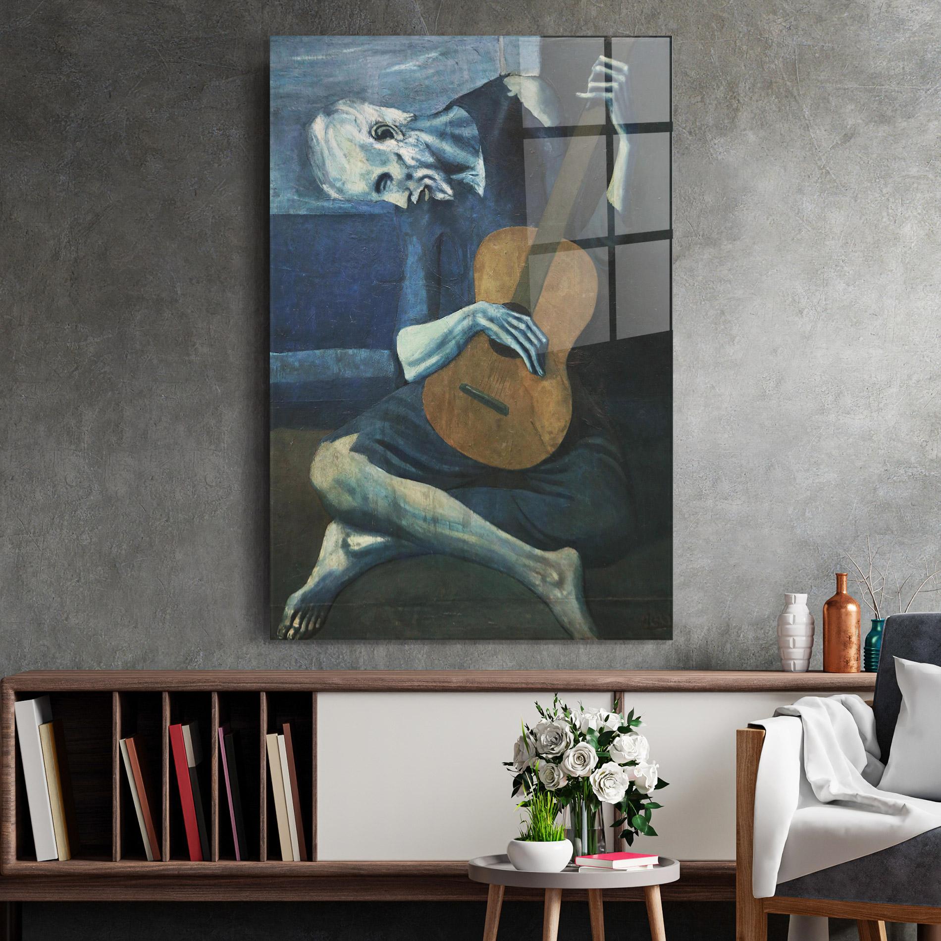 Obraz na Szkle Old Guitarist mockup 2