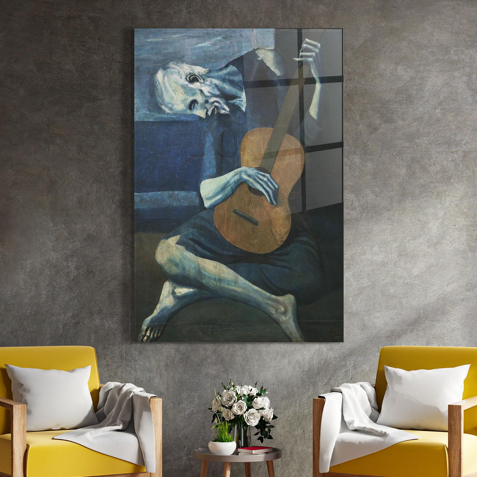 Obraz na Szkle Old Guitarist mockup 4