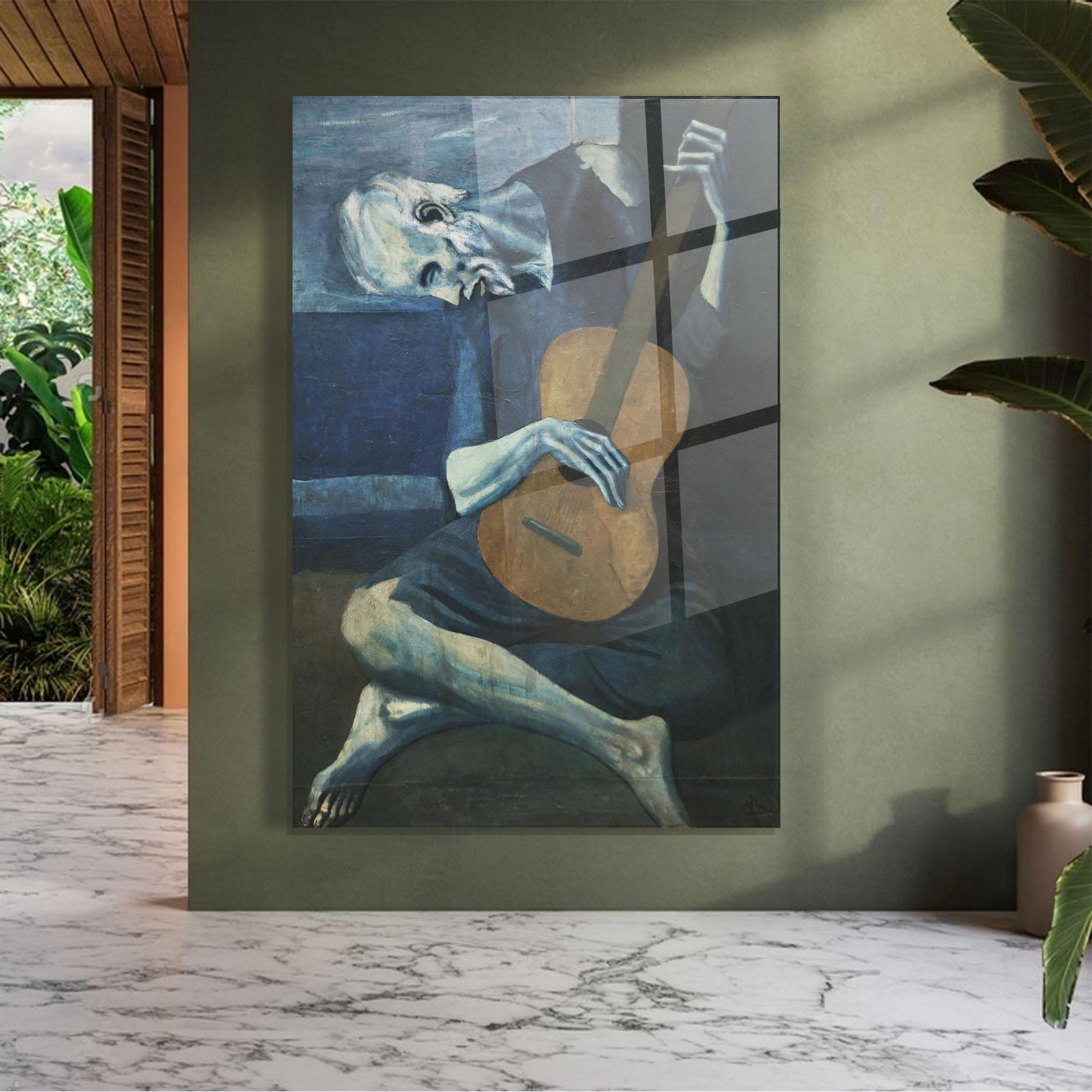 Obraz na Szkle Old Guitarist mockup 7