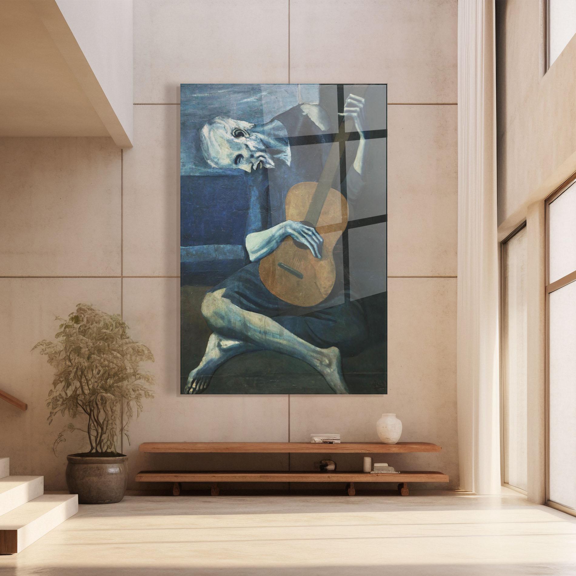 Obraz na Szkle Old Guitarist mockup 8