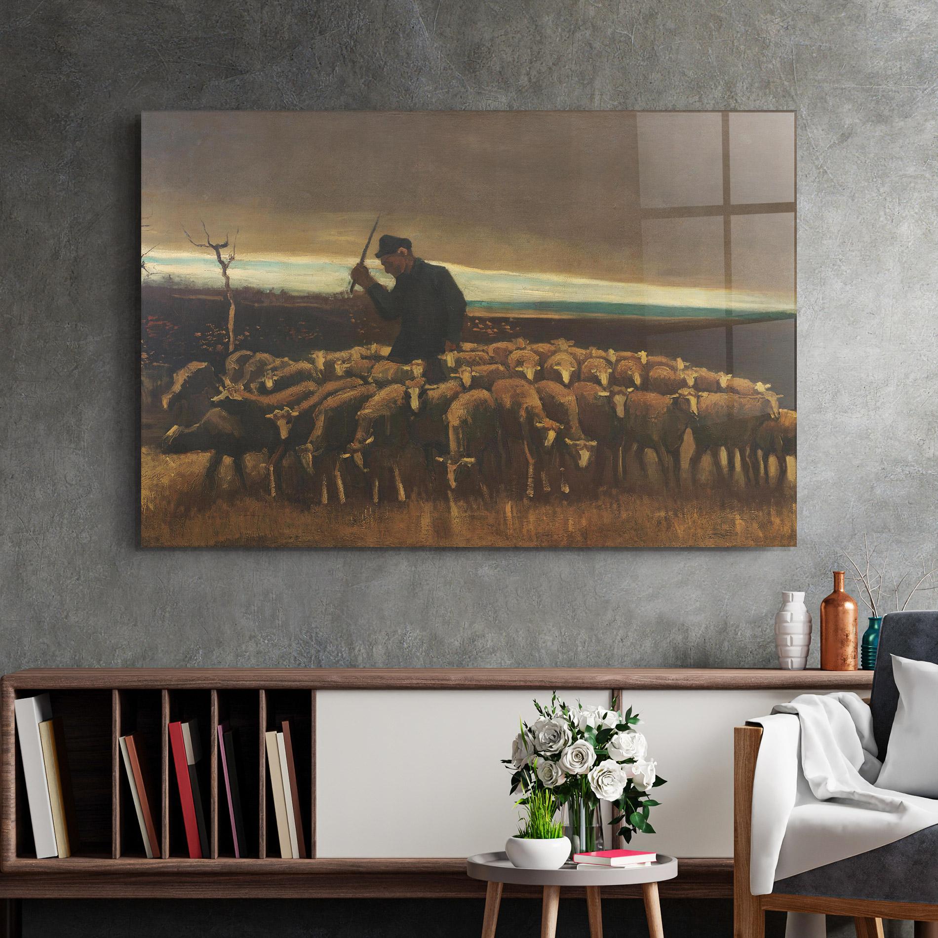 Obraz na Szkle Flock Of Sheep mockup 2