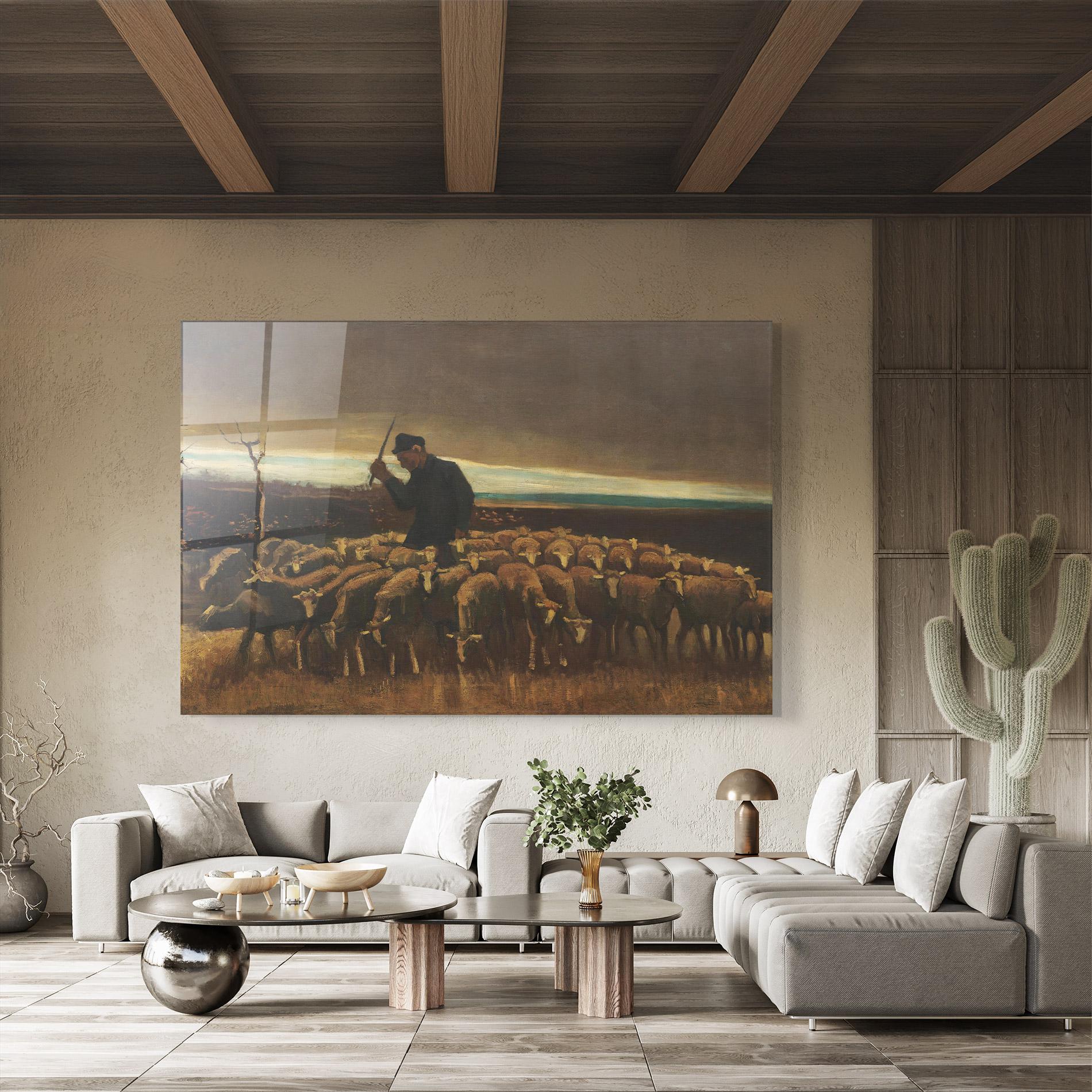 Obraz na Szkle Flock Of Sheep mockup 8