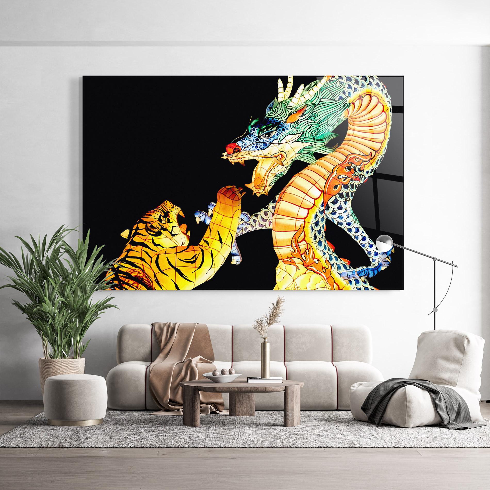 Obraz na Szkle Chinese Dragon And Tiger mockup 9