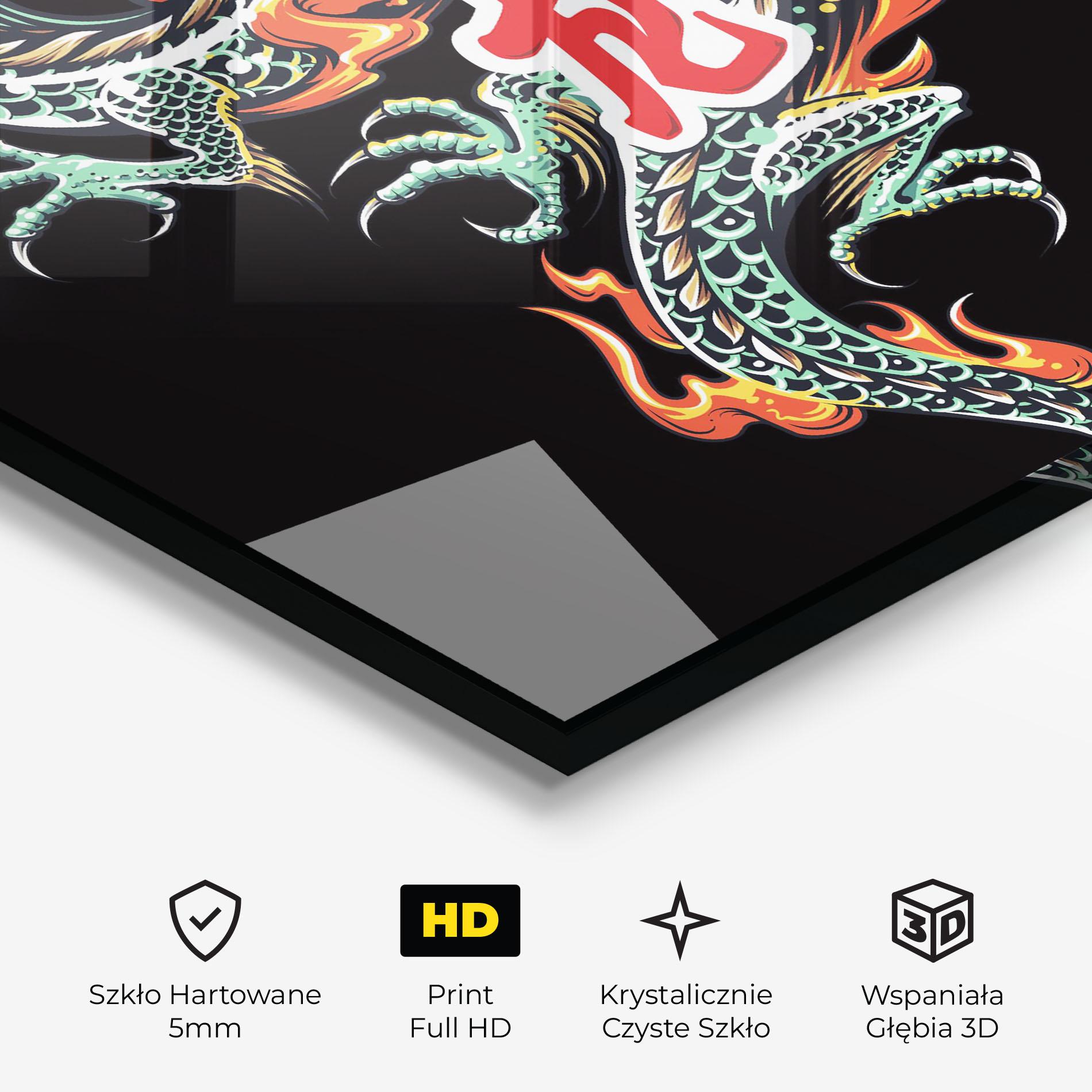 Obraz na Szkle Green Fire Dragon mockup 3