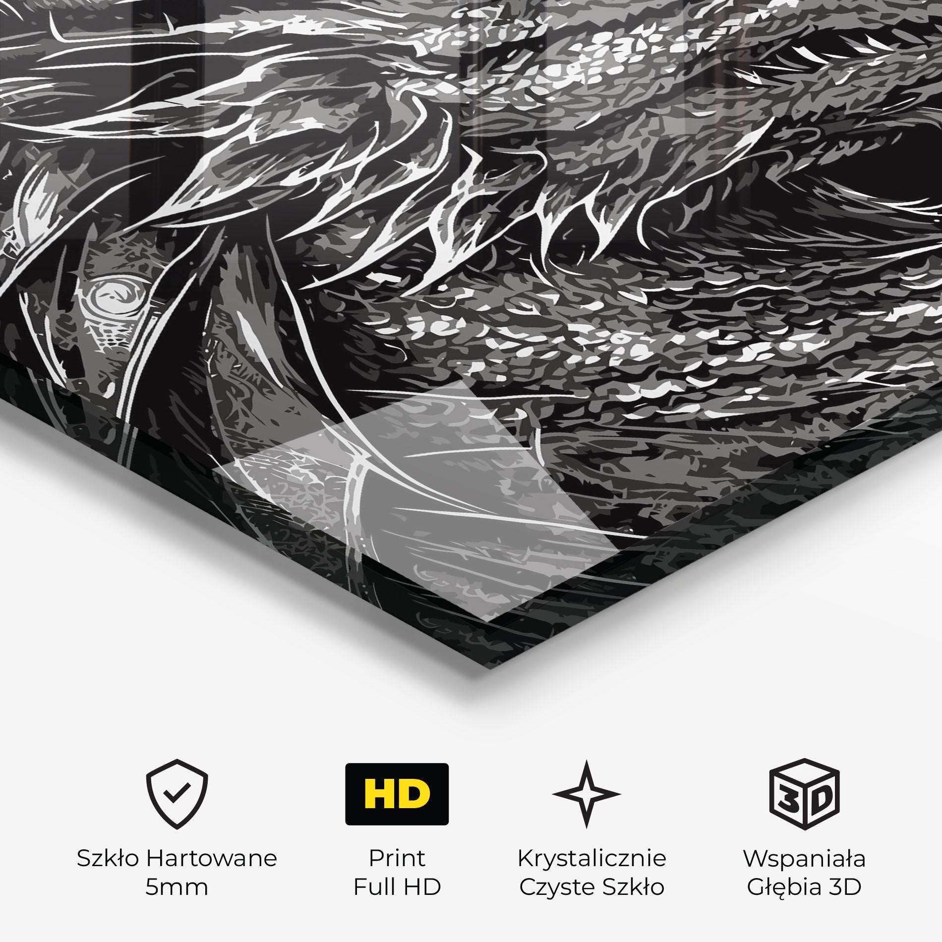 Obraz na Szkle Grey White Dragon mockup 3
