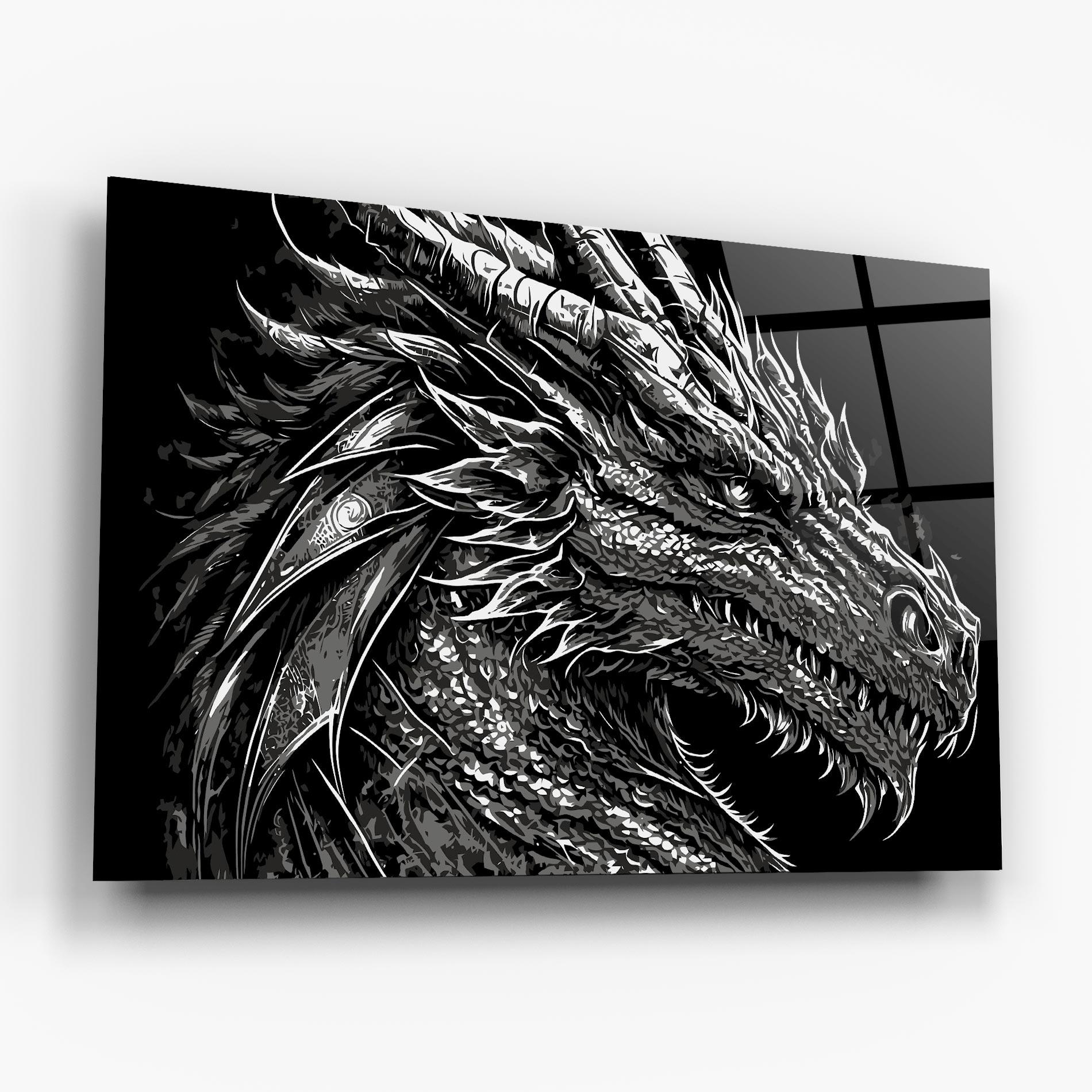 Obraz na Szkle Grey White Dragon mockup 6