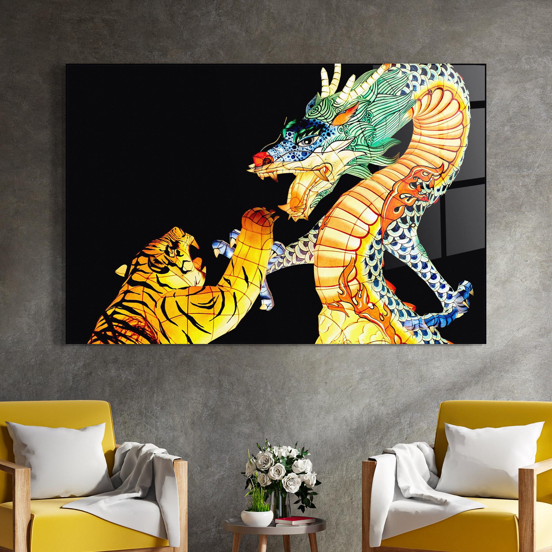 Obraz na Szkle Chinese Dragon And Tiger mockup 4