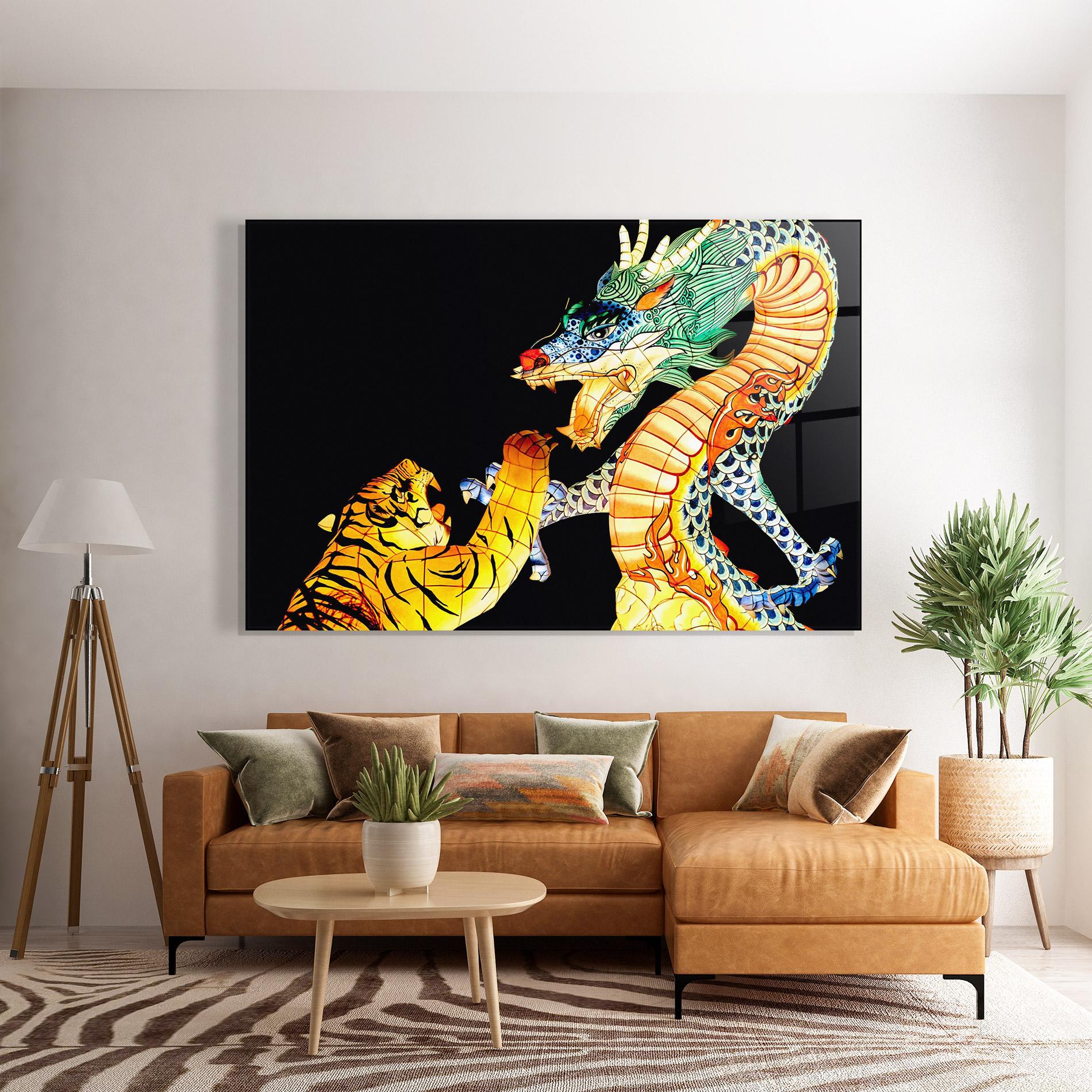 Obraz na Szkle Chinese Dragon And Tiger mockup 7