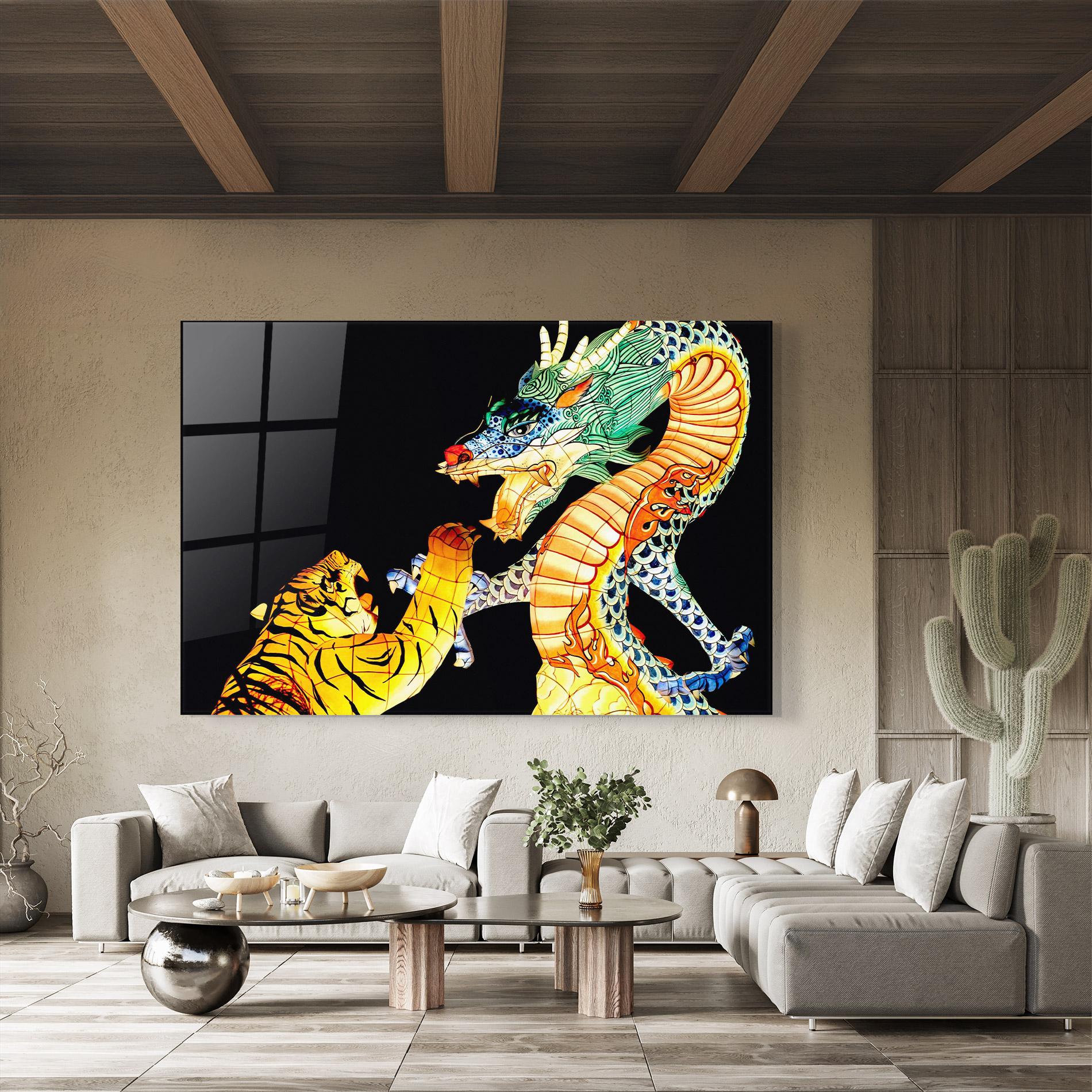 Obraz na Szkle Chinese Dragon And Tiger mockup 8