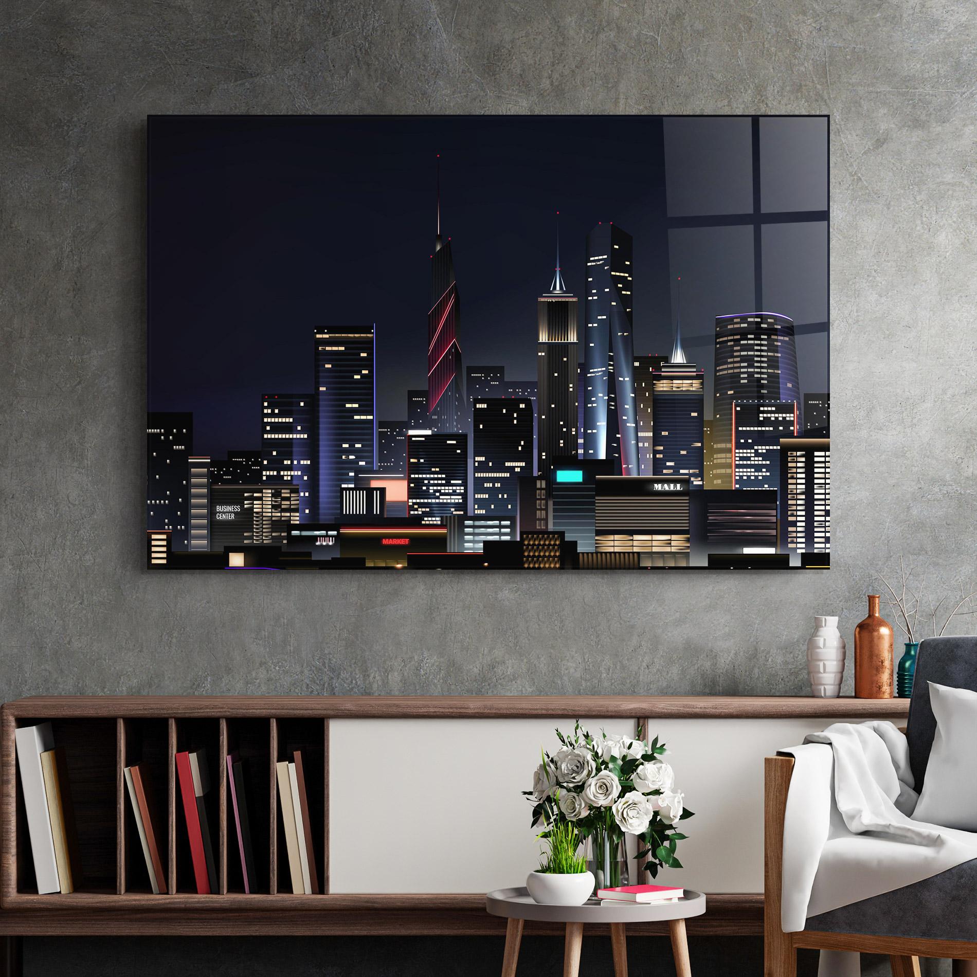 Obraz na Szkle Night City mockup 2