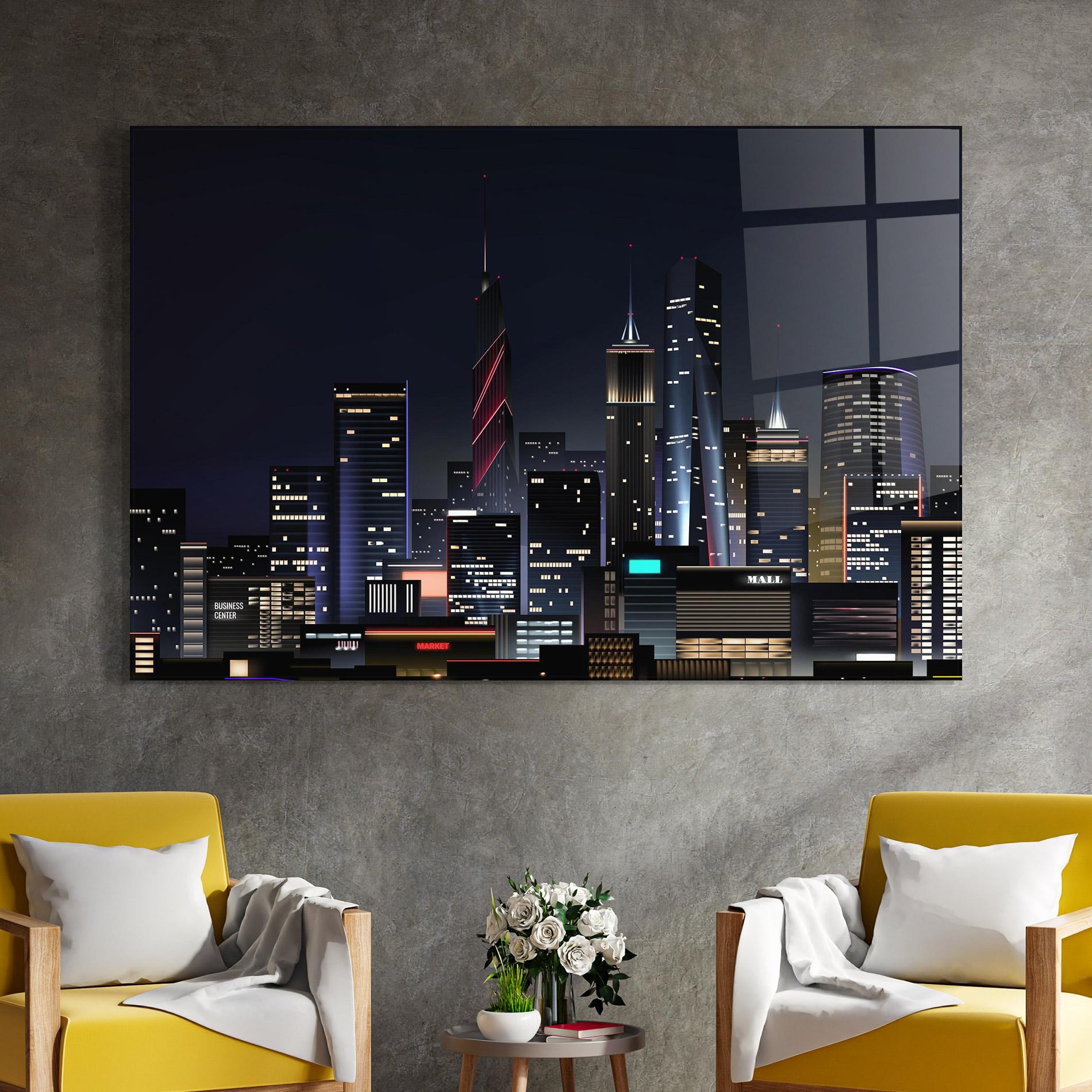 Obraz na Szkle Night City mockup 4