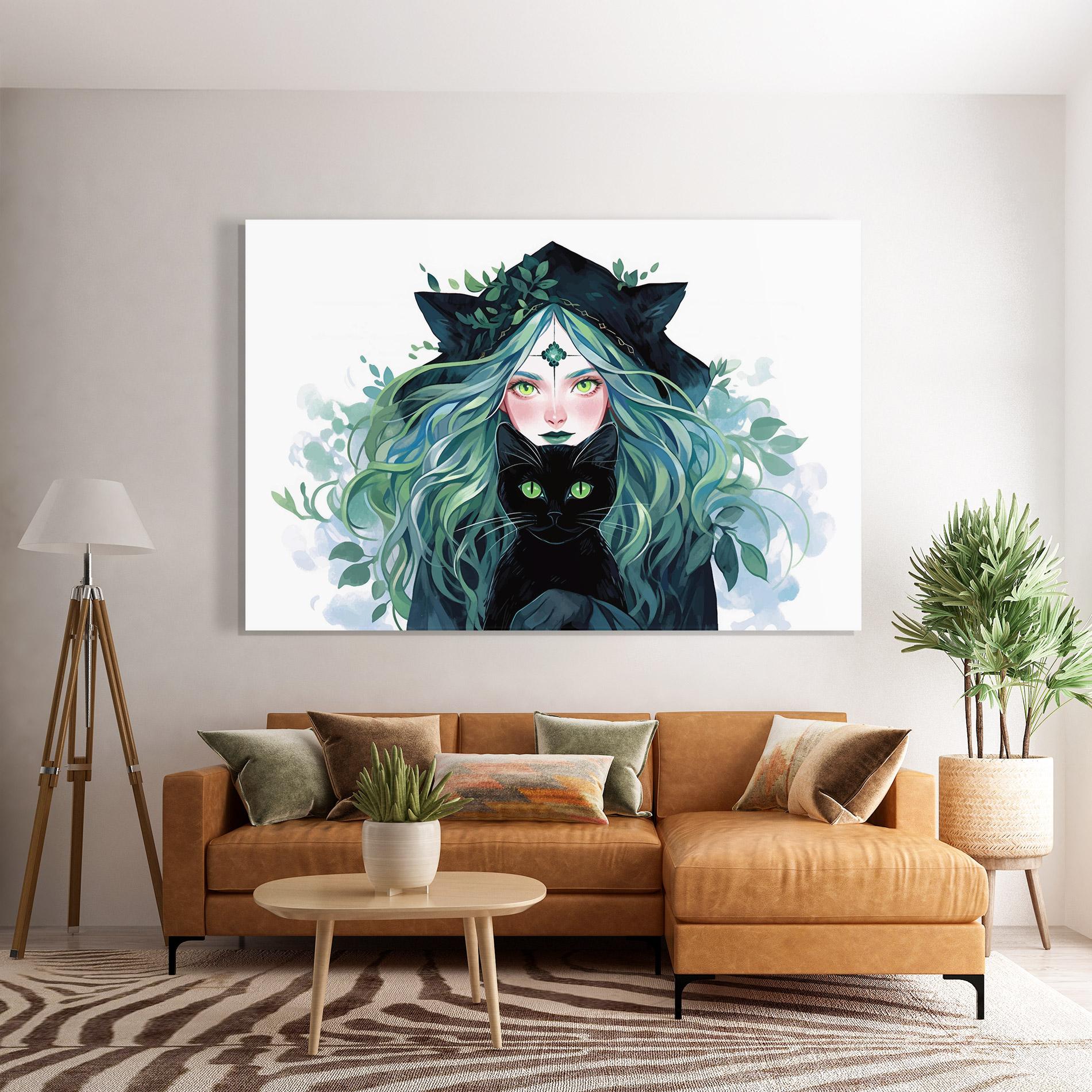 Obraz na Szkle Magic Cat Witch mockup 7