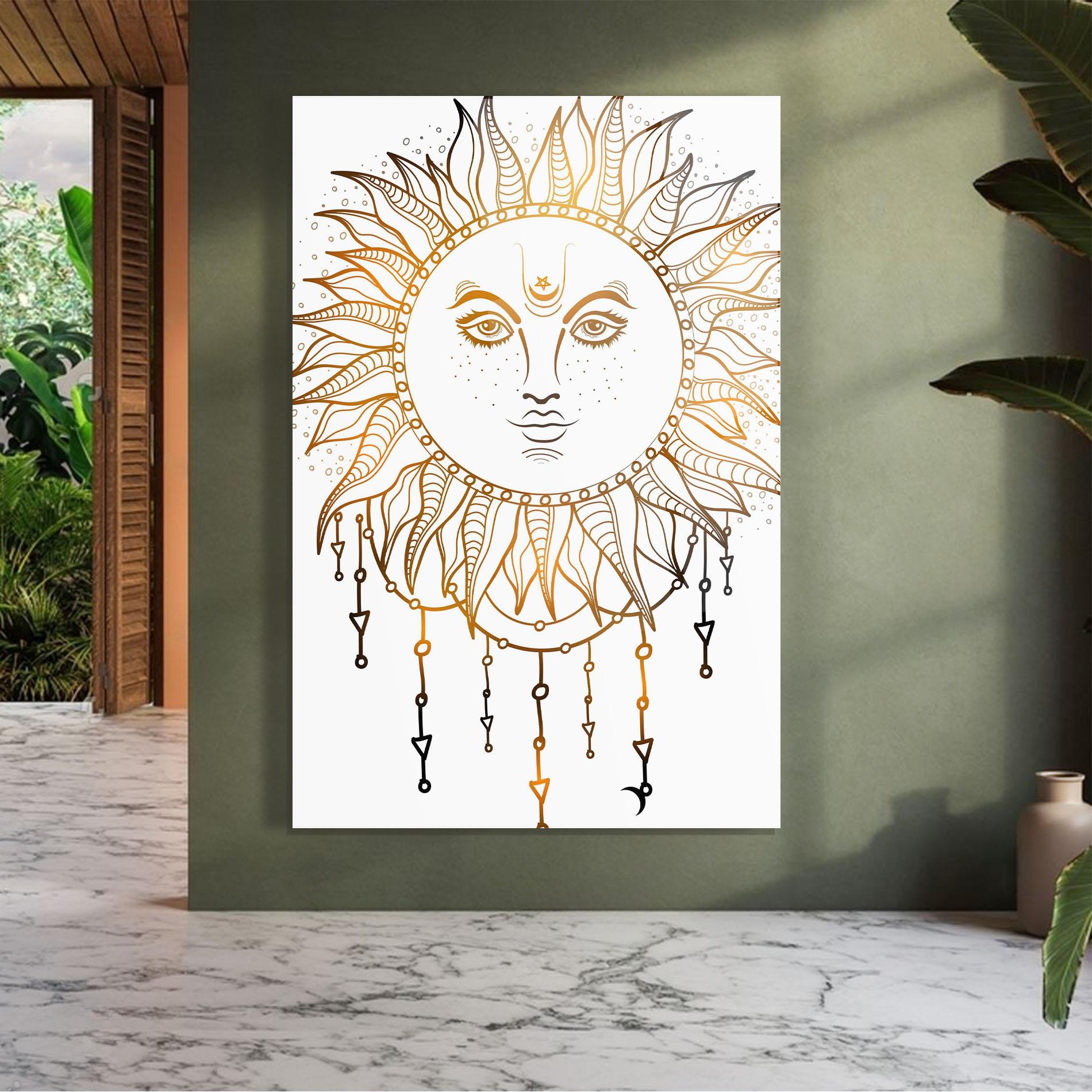 Obraz na Szkle Gold Sun Face mockup 7