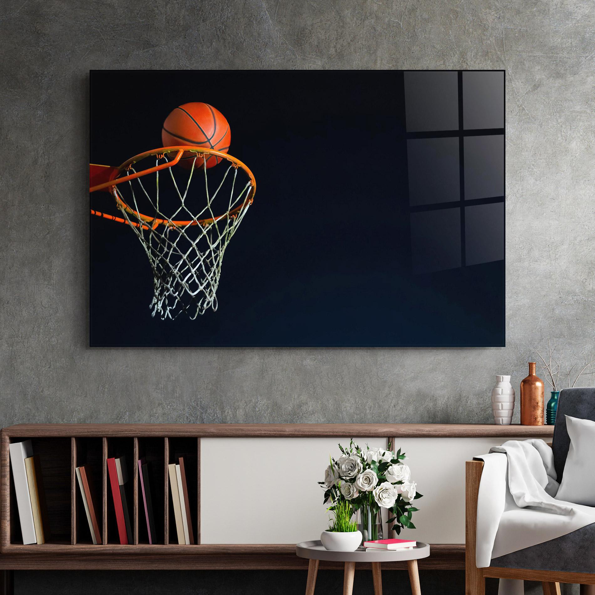 Obraz na Szkle Basketball Hoop On Black mockup 2