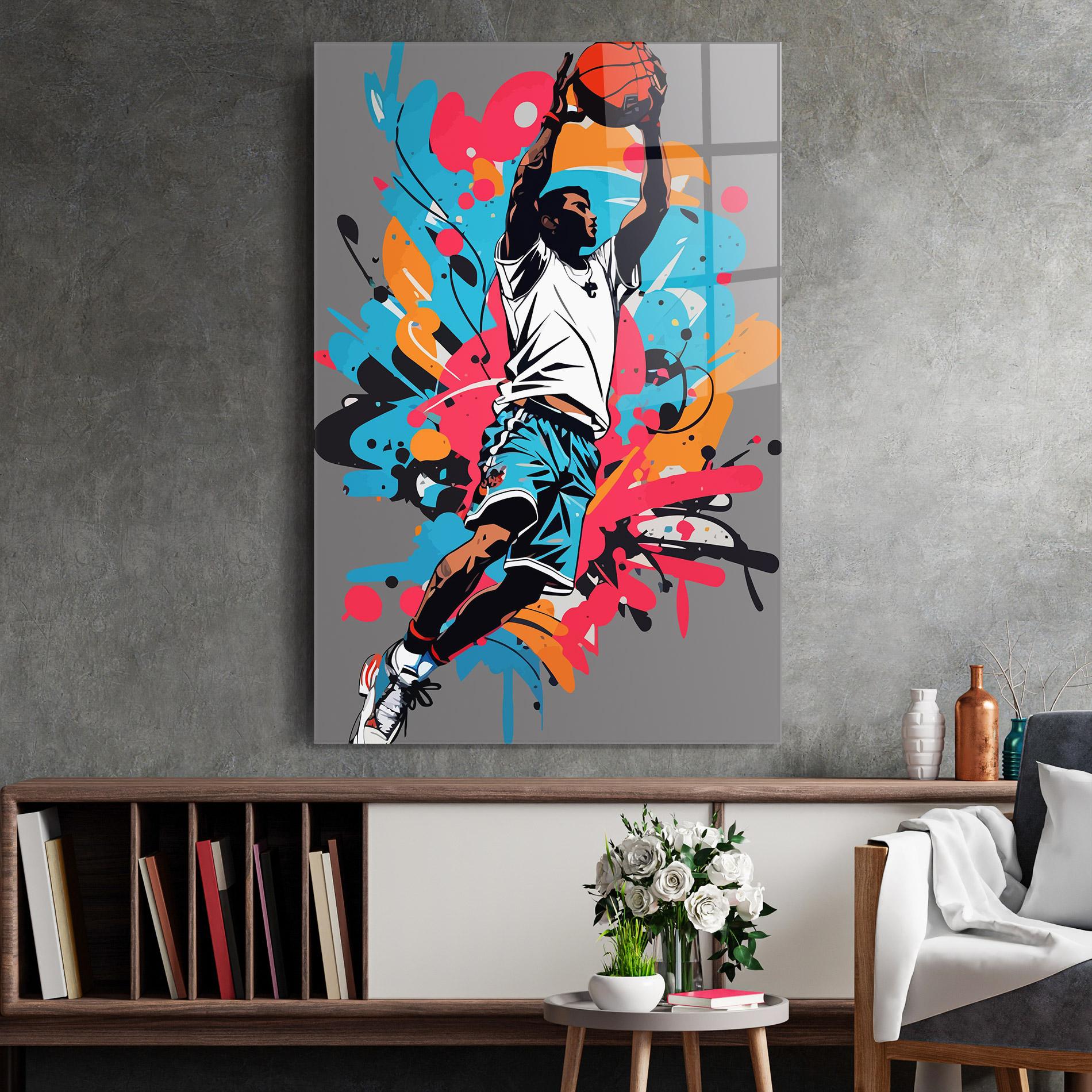 Obraz na Szkle Blue Red Basket mockup 2