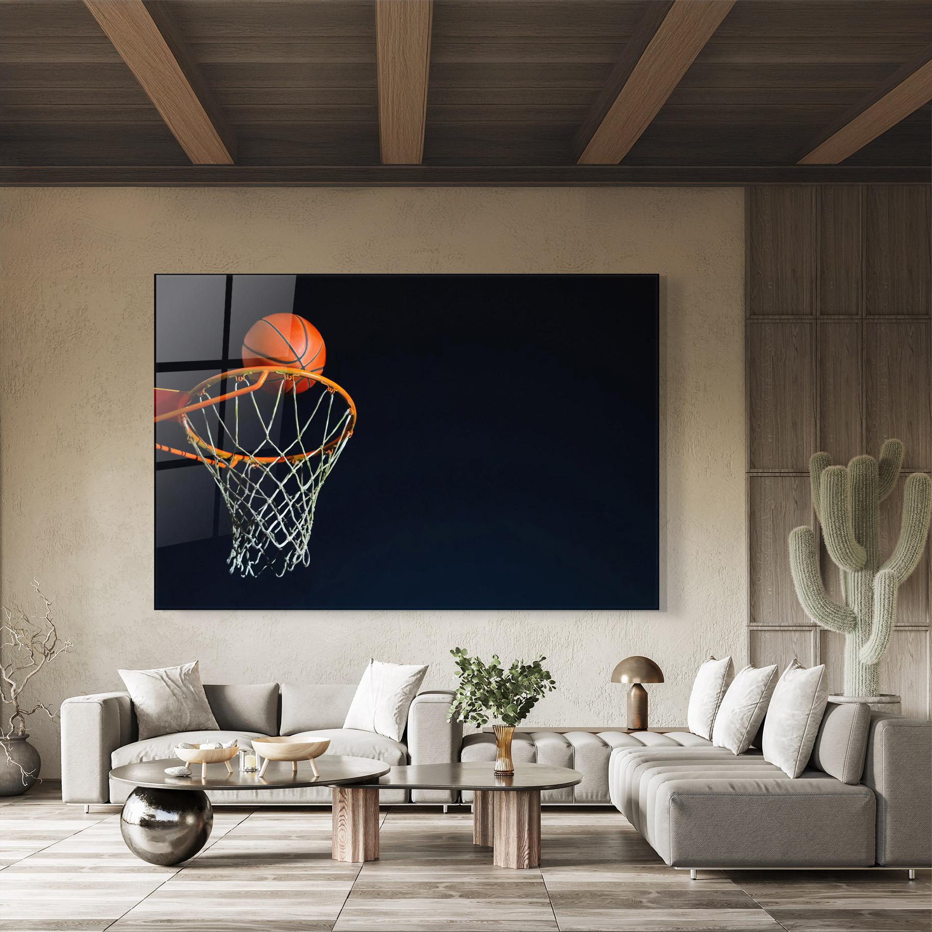 Obraz na Szkle Basketball Hoop On Black mockup 8