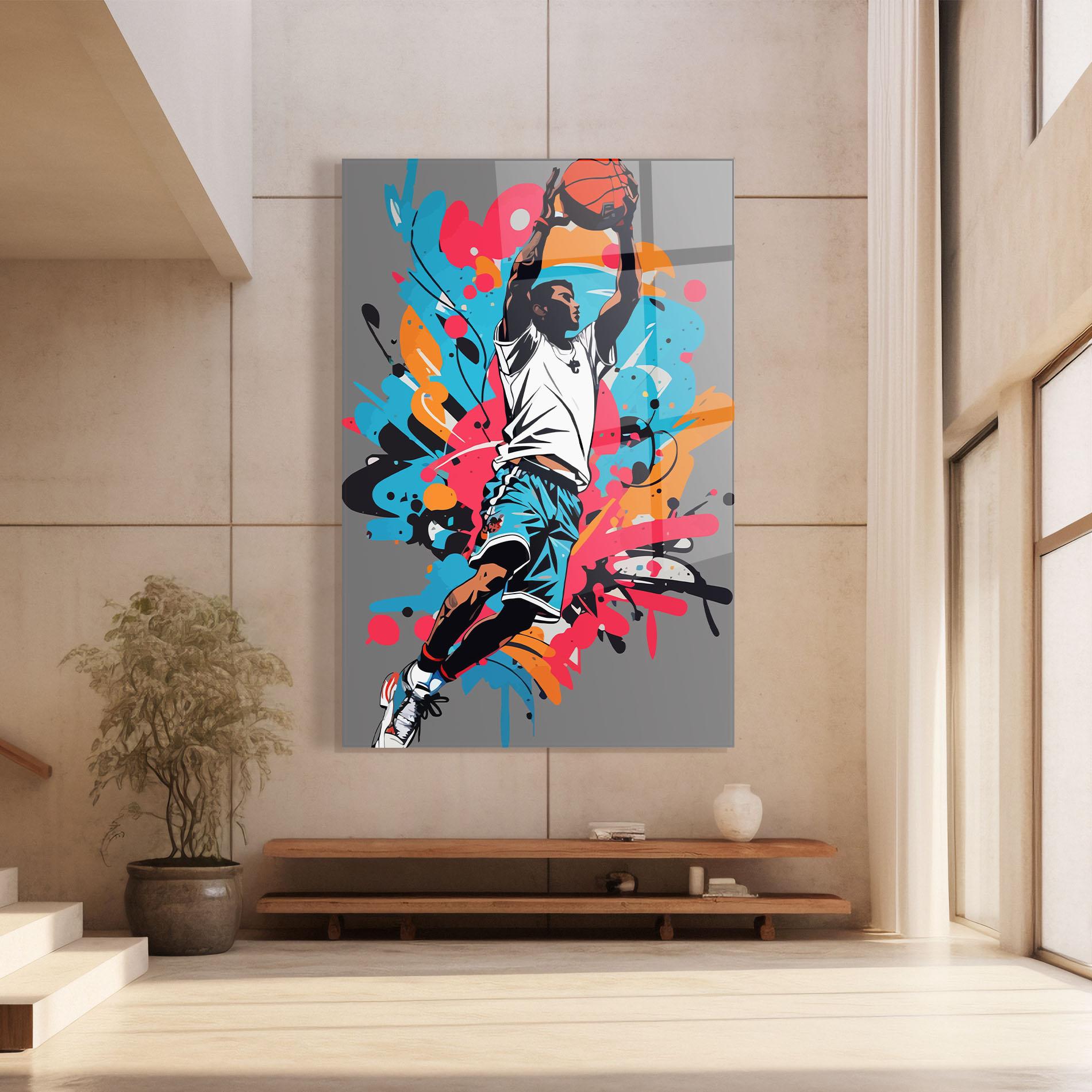 Obraz na Szkle Blue Red Basket mockup 8