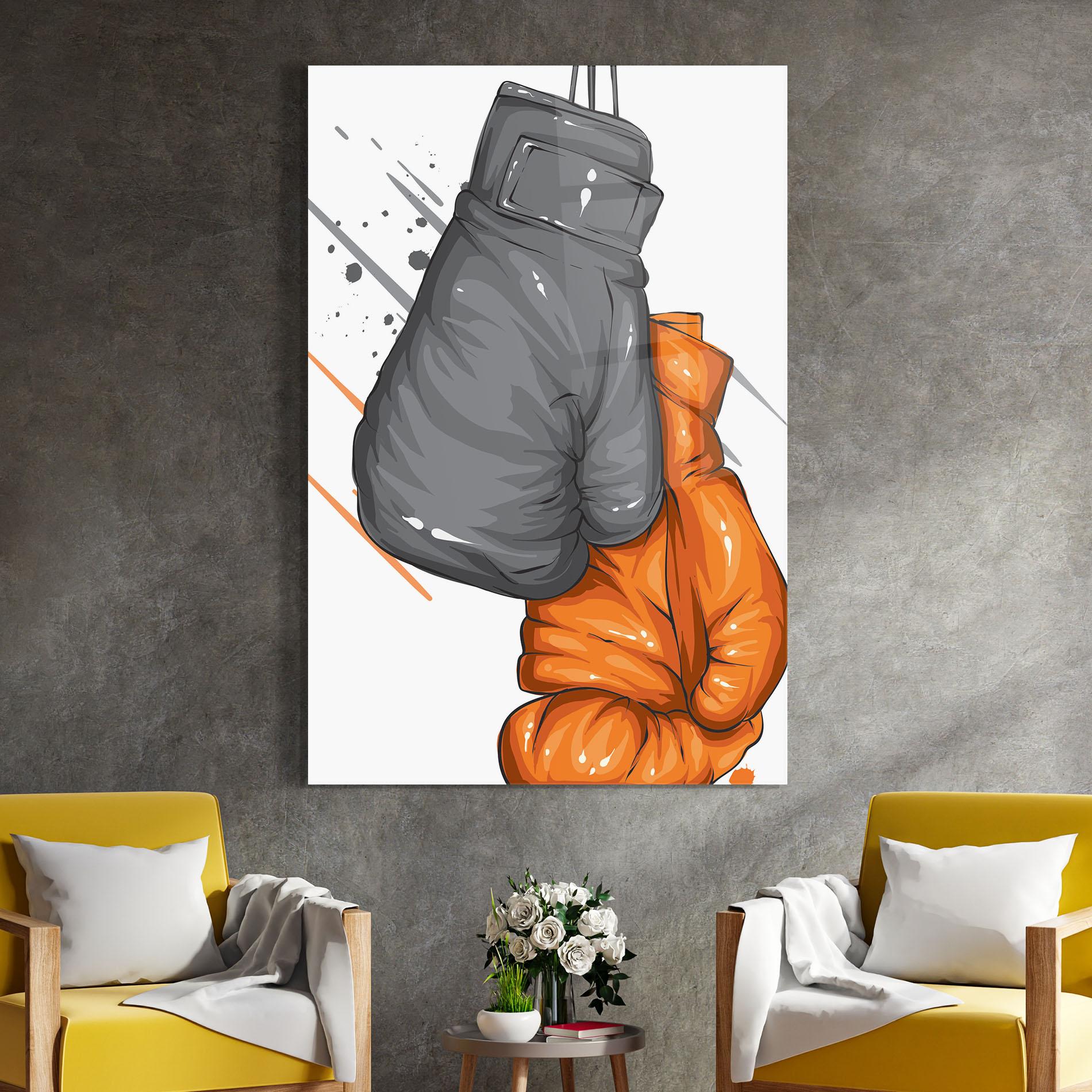 Obraz na Szkle Grey Orange Glove mockup 4