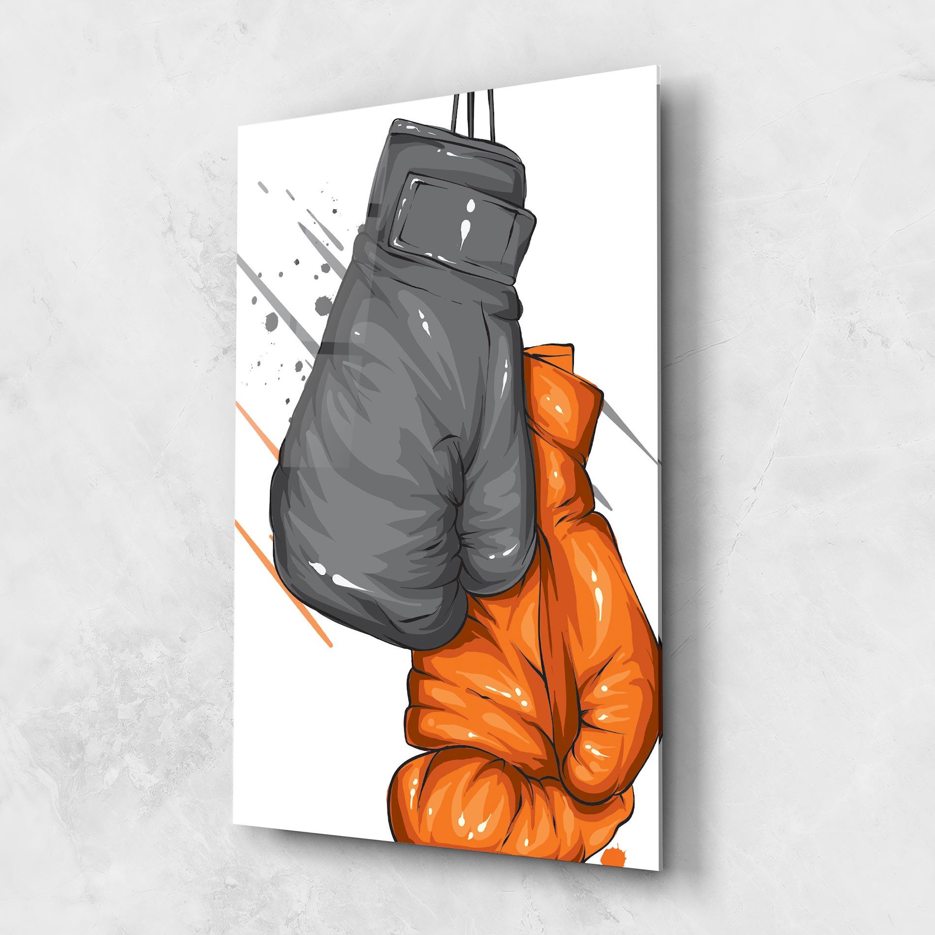 Obraz na Szkle Grey Orange Glove mockup 1