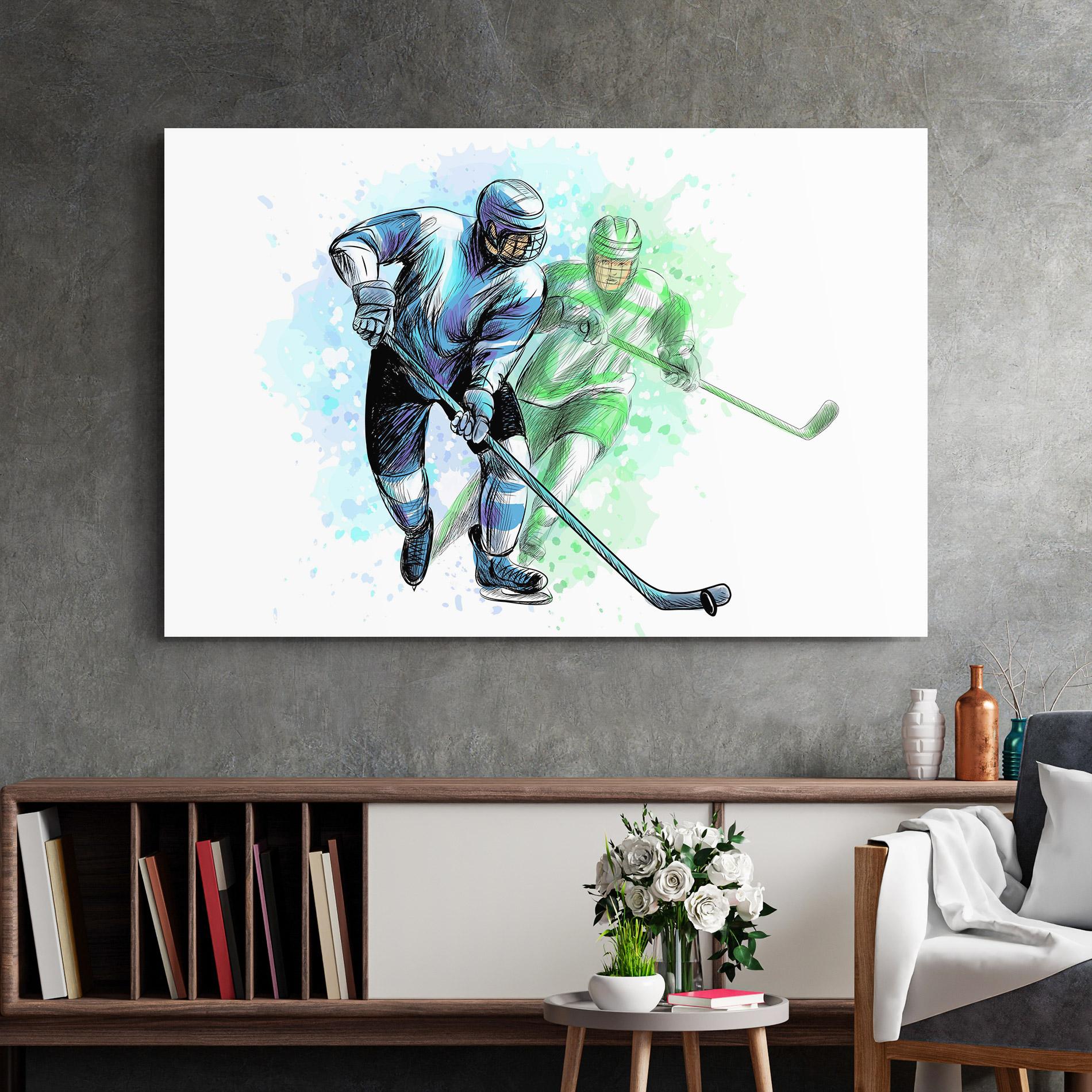 Obraz na Szkle Green Blue Hockey mockup 2