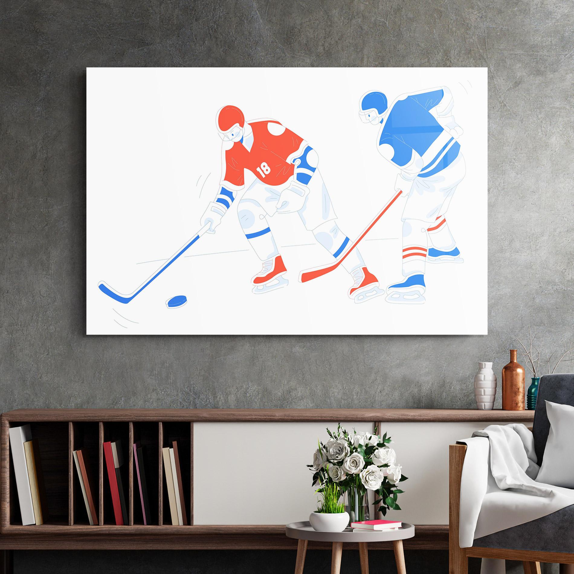 Obraz na Szkle Orange Blue Hockey mockup 2