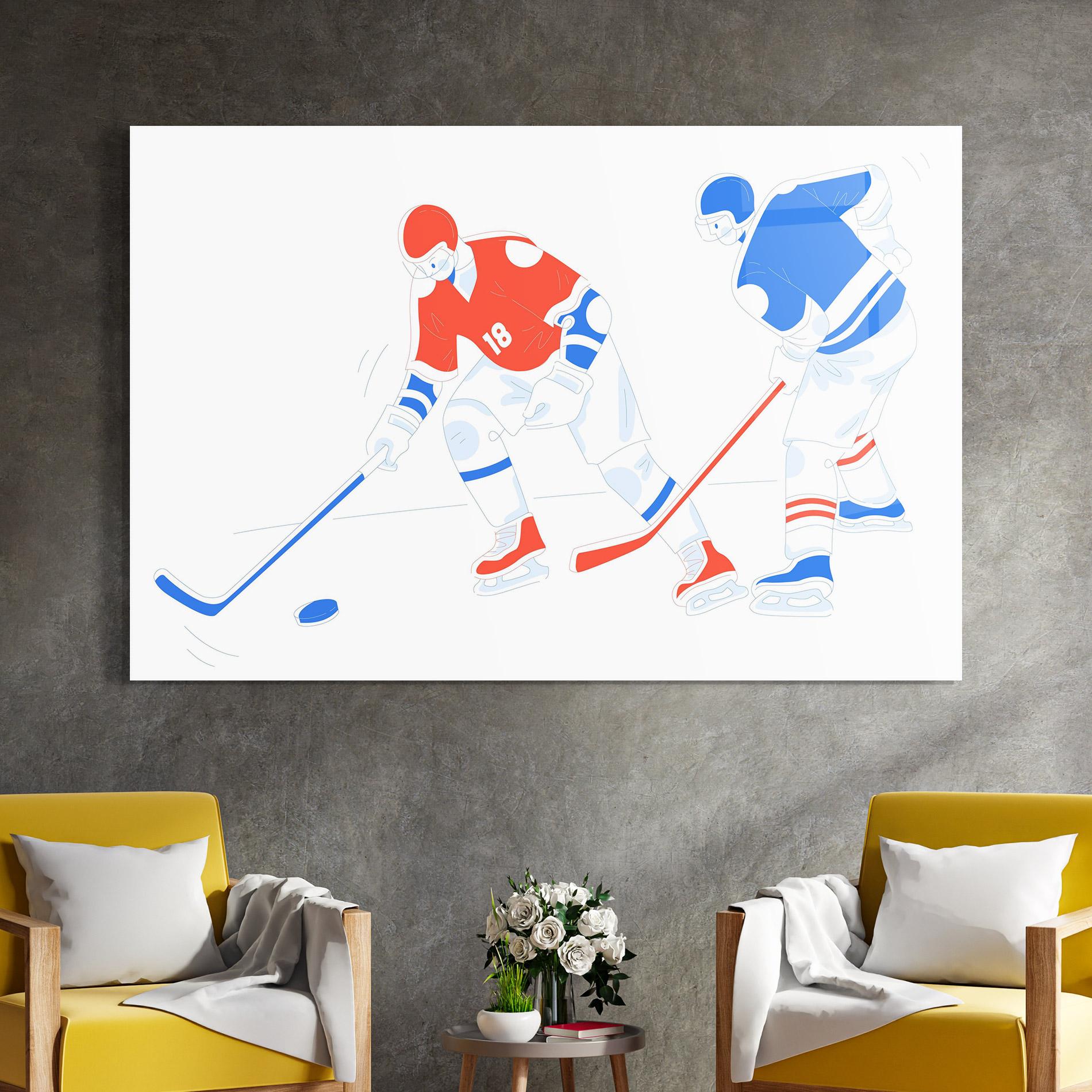 Obraz na Szkle Orange Blue Hockey mockup 4