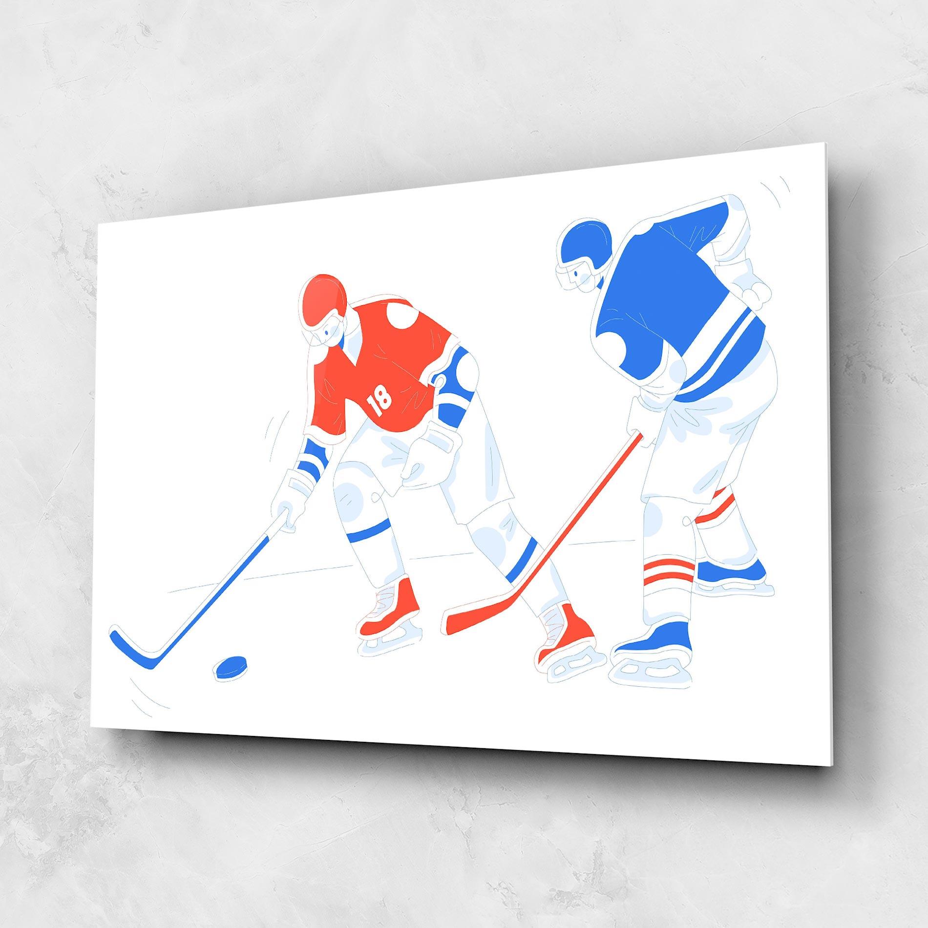 Obraz na Szkle Orange Blue Hockey mockup 1