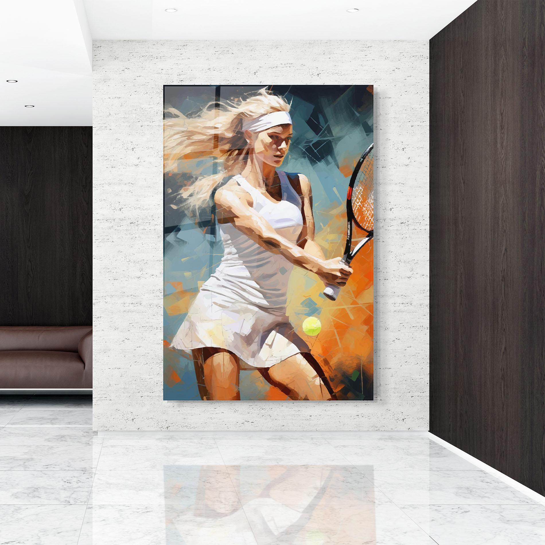 Obraz na Szkle Blonde Tennis Girl mockup 9