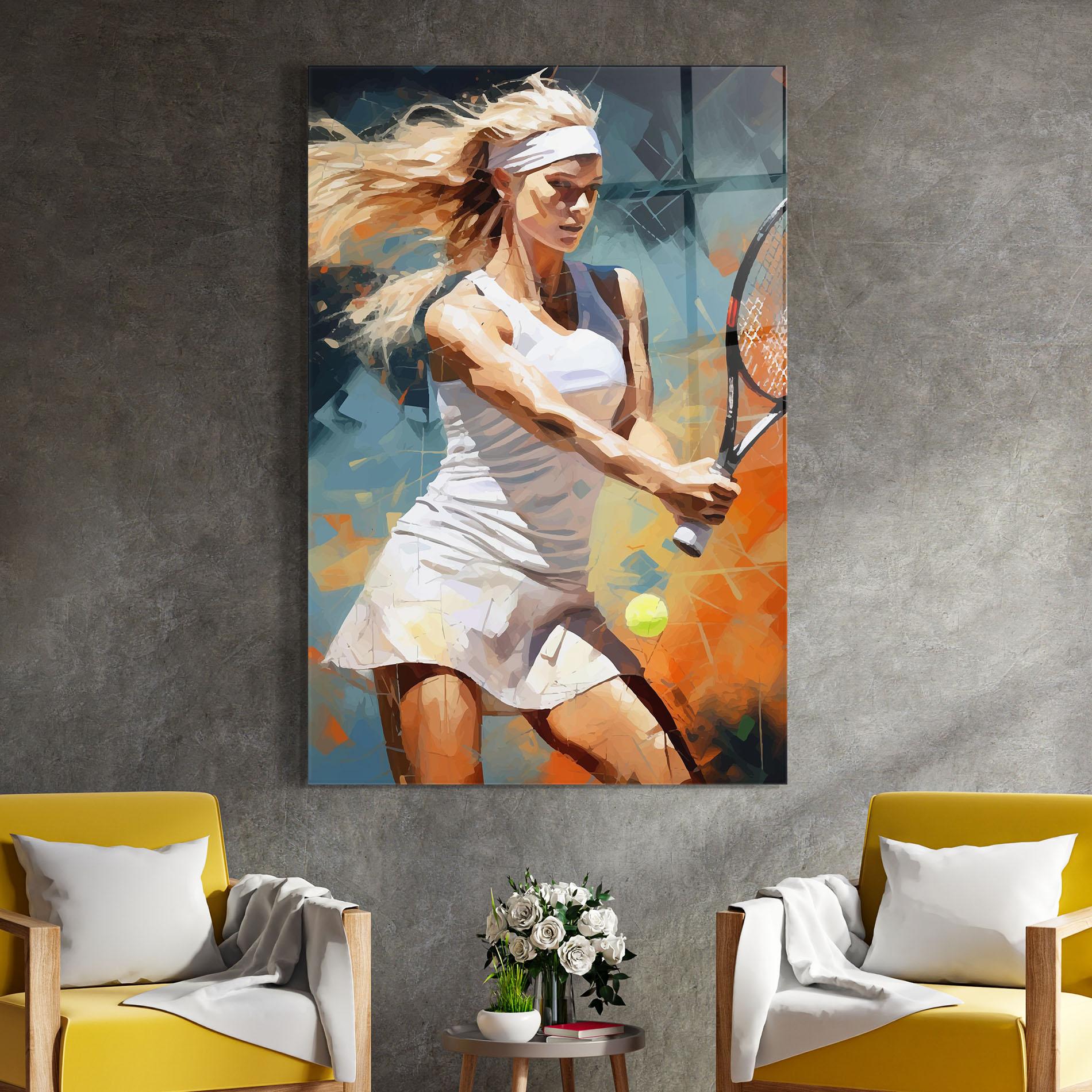 Obraz na Szkle Blonde Tennis Girl mockup 4
