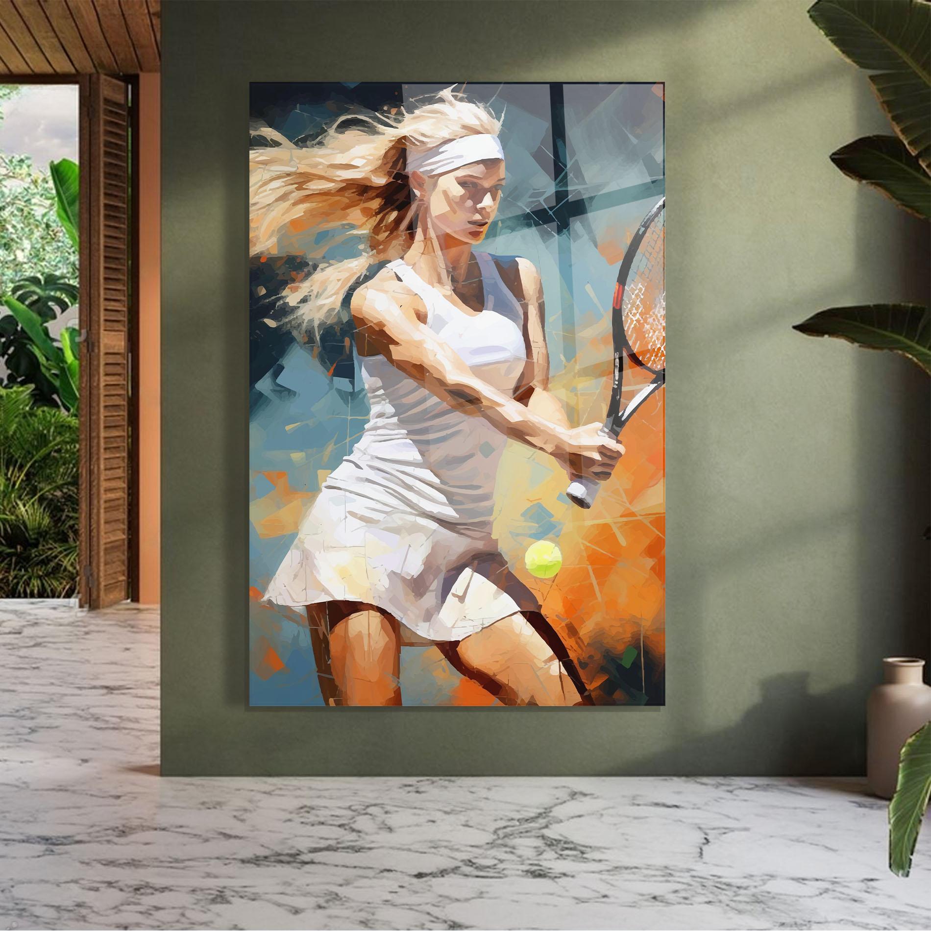Obraz na Szkle Blonde Tennis Girl mockup 7