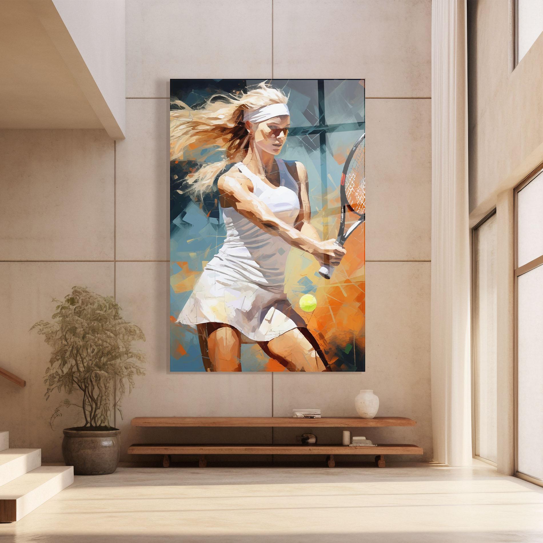 Obraz na Szkle Blonde Tennis Girl mockup 8